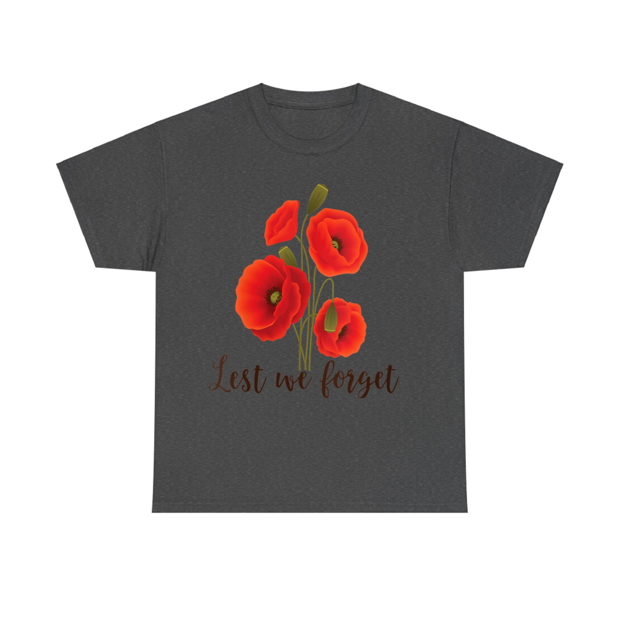 Lest We Forget Poppy Flower Remembrance Day Memorial Tribute T-Shirt