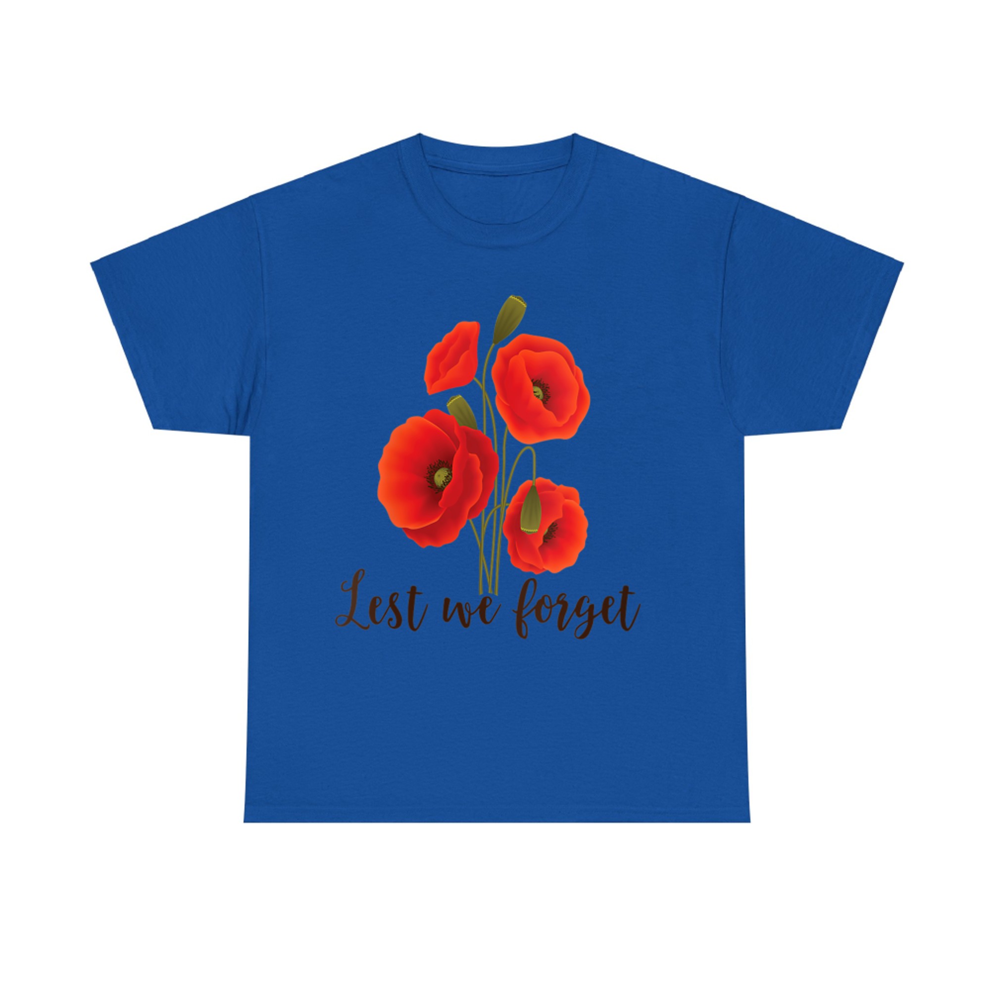 Lest We Forget Poppy Flower Remembrance Day Memorial Tribute T-Shirt