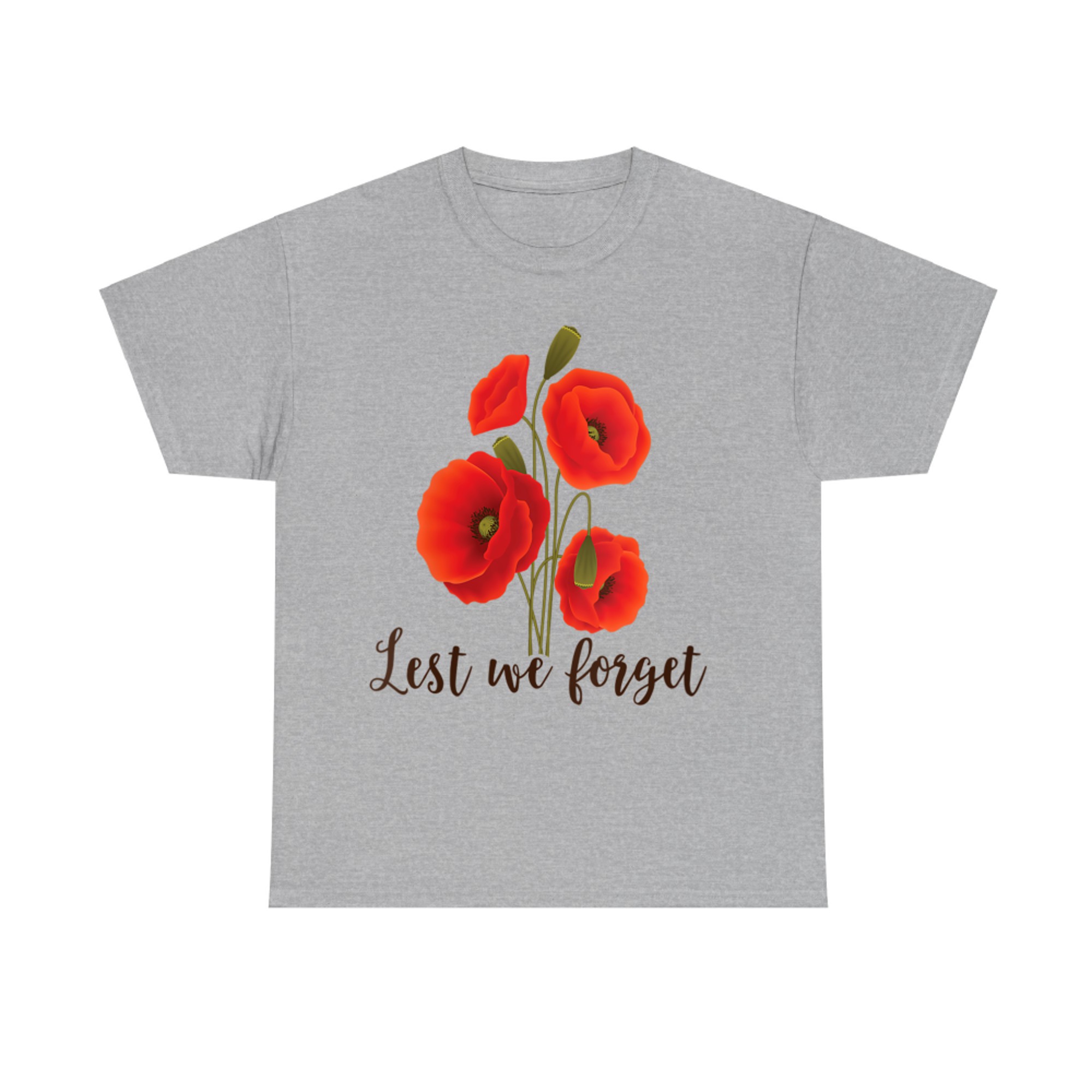 Lest We Forget Poppy Flower Remembrance Day Memorial Tribute T-Shirt
