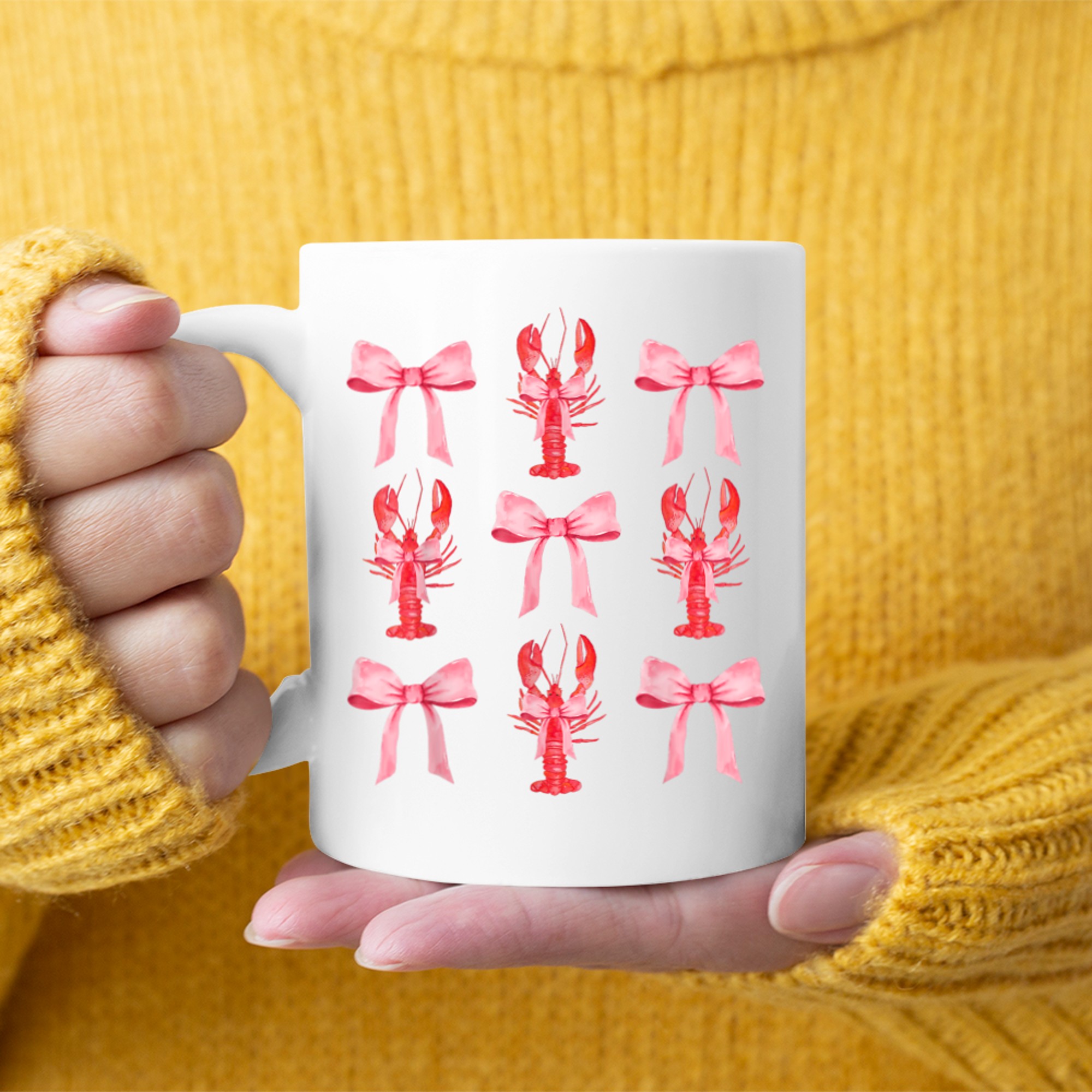 Pink Bow Cute Coquette Crawfish Y2k Clean Girl Aesthetic Mug