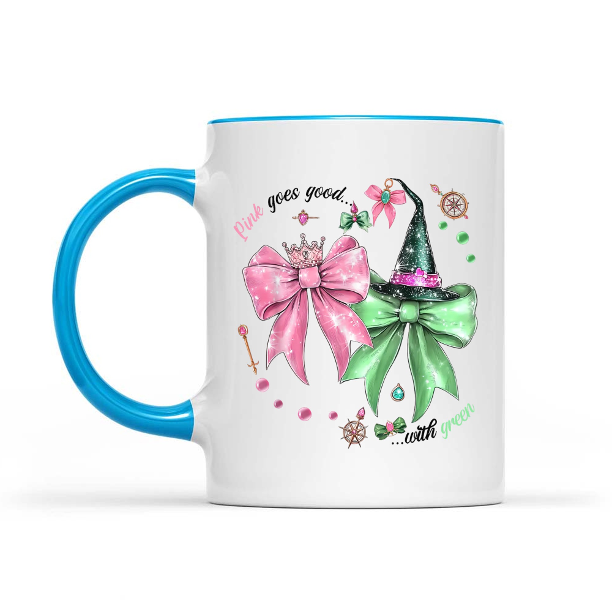 Pink Goes Good With Green Funny Halloween Witch Mug