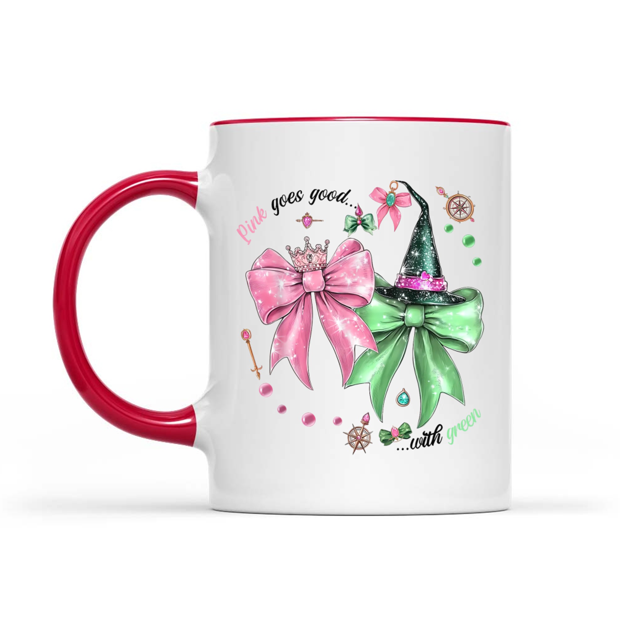 Pink Goes Good With Green Funny Halloween Witch Mug
