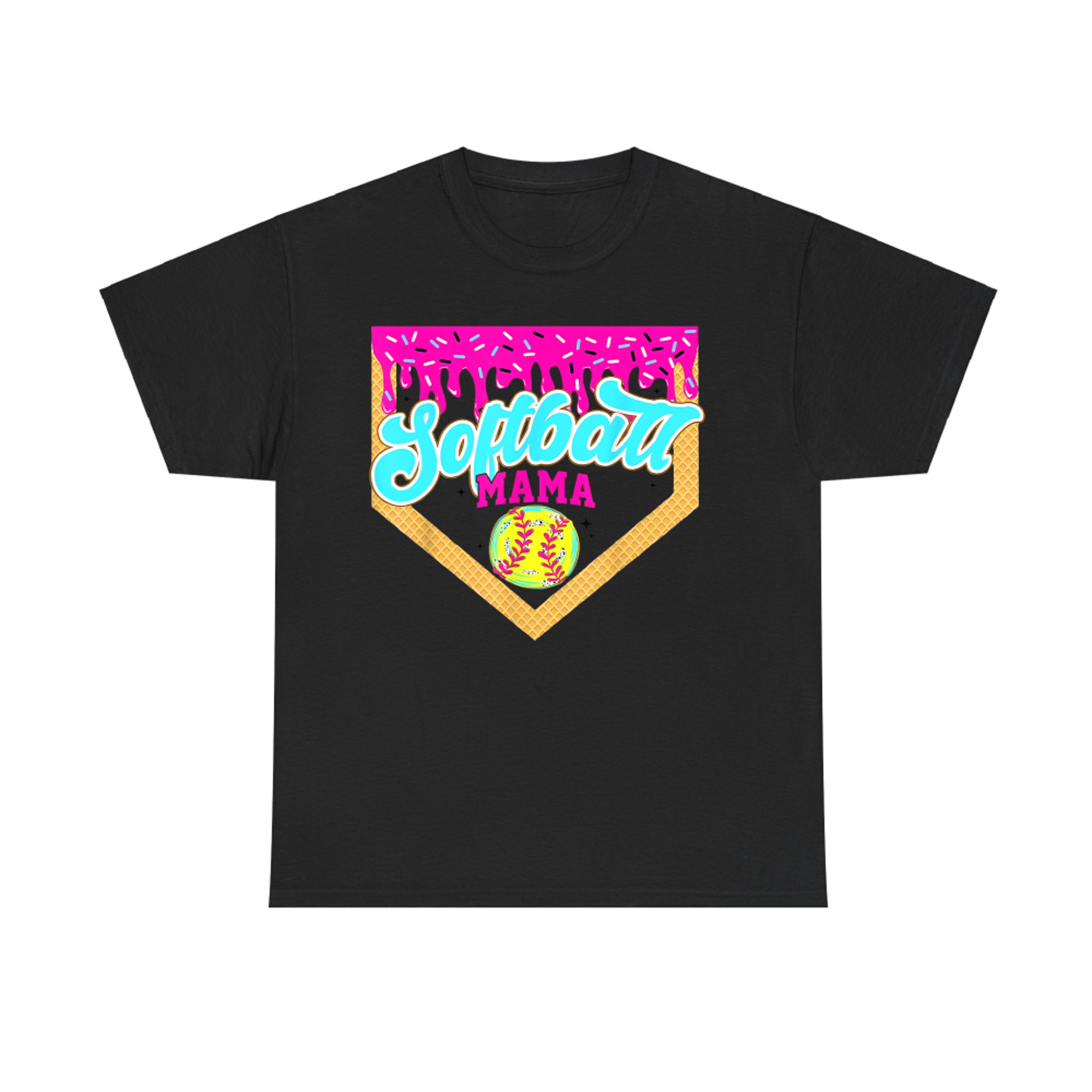 Softball Mama Drip Ice Cream Dripping Game Day Softball Mom T-Shirt