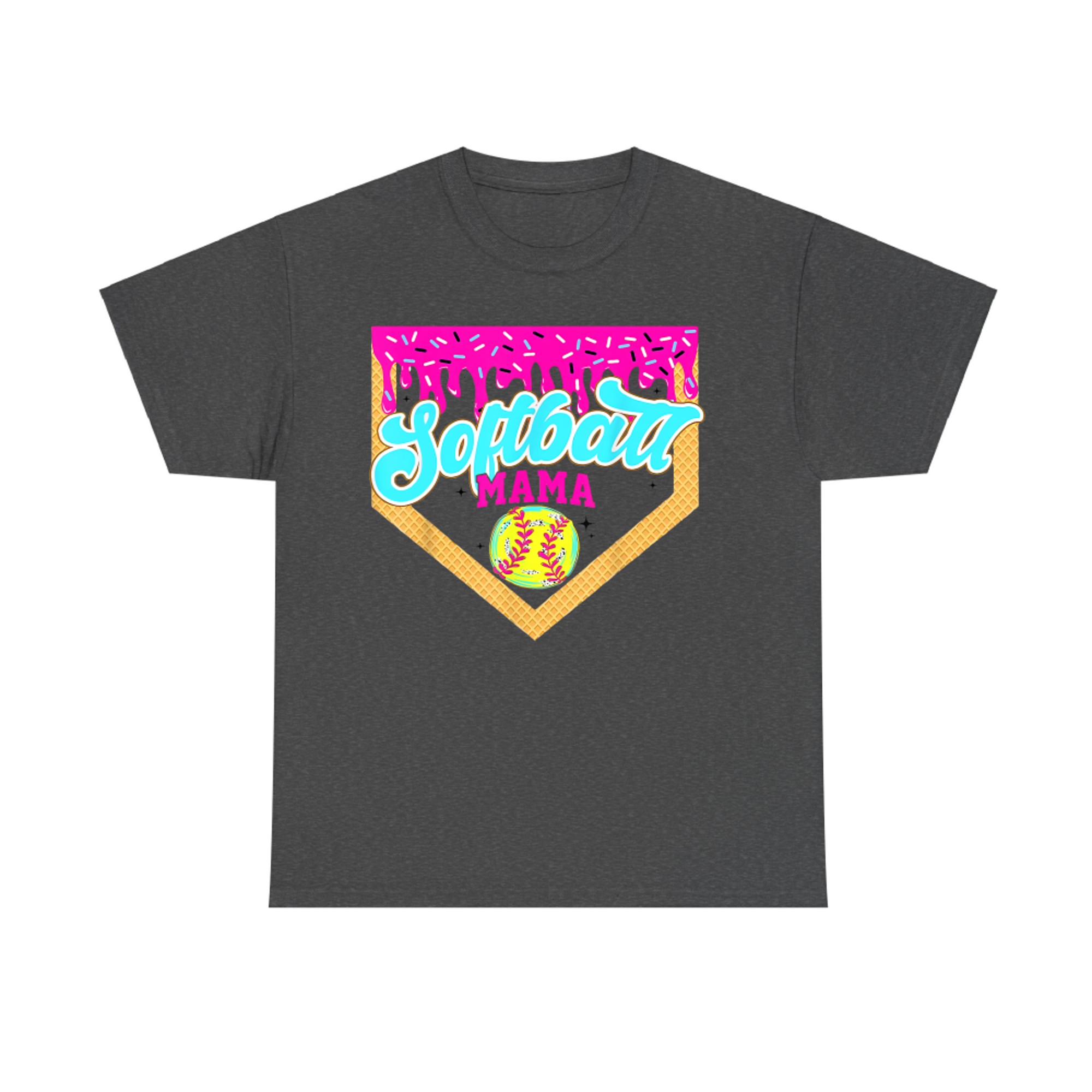 Softball Mama Drip Ice Cream Dripping Game Day Softball Mom T-Shirt