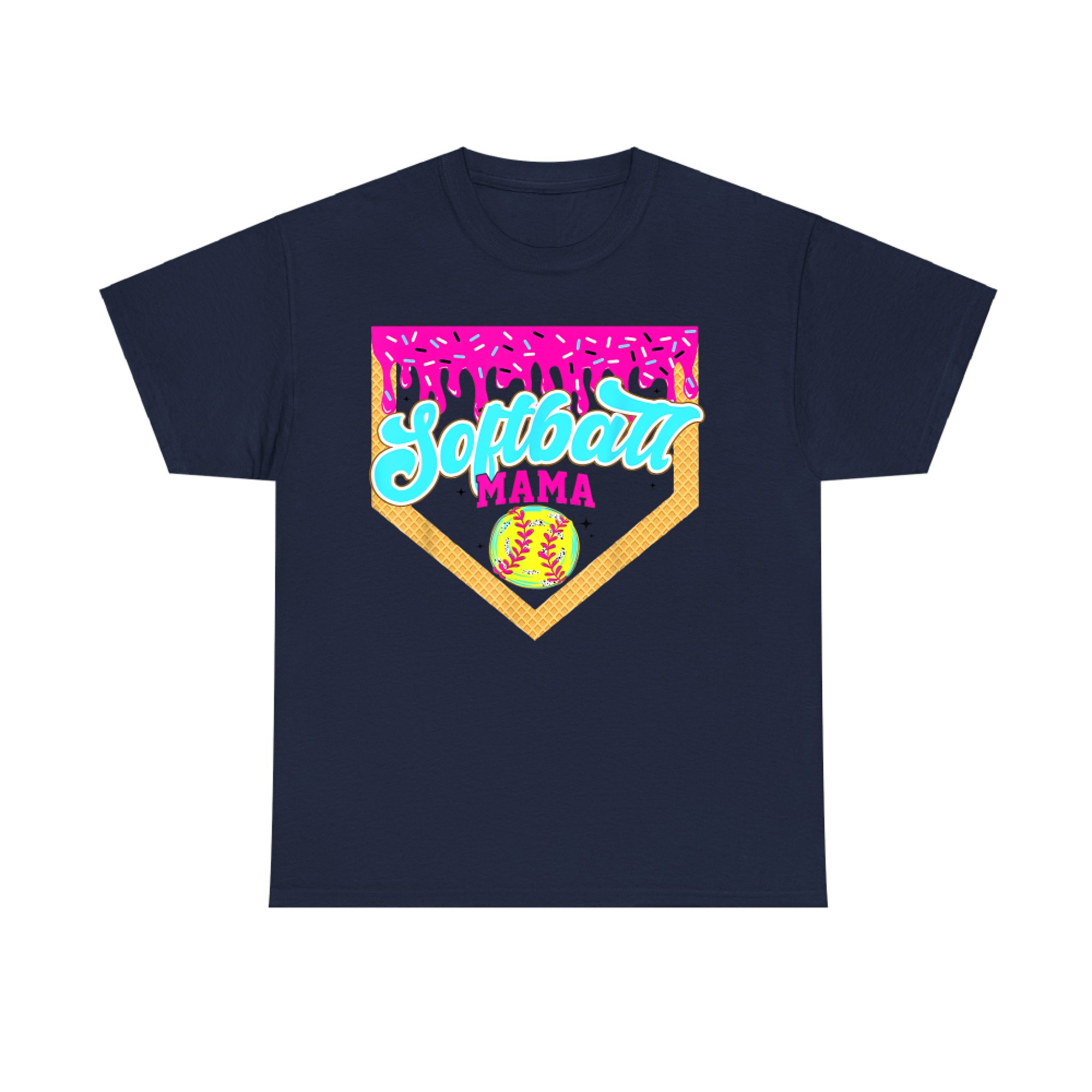 Softball Mama Drip Ice Cream Dripping Game Day Softball Mom T-Shirt