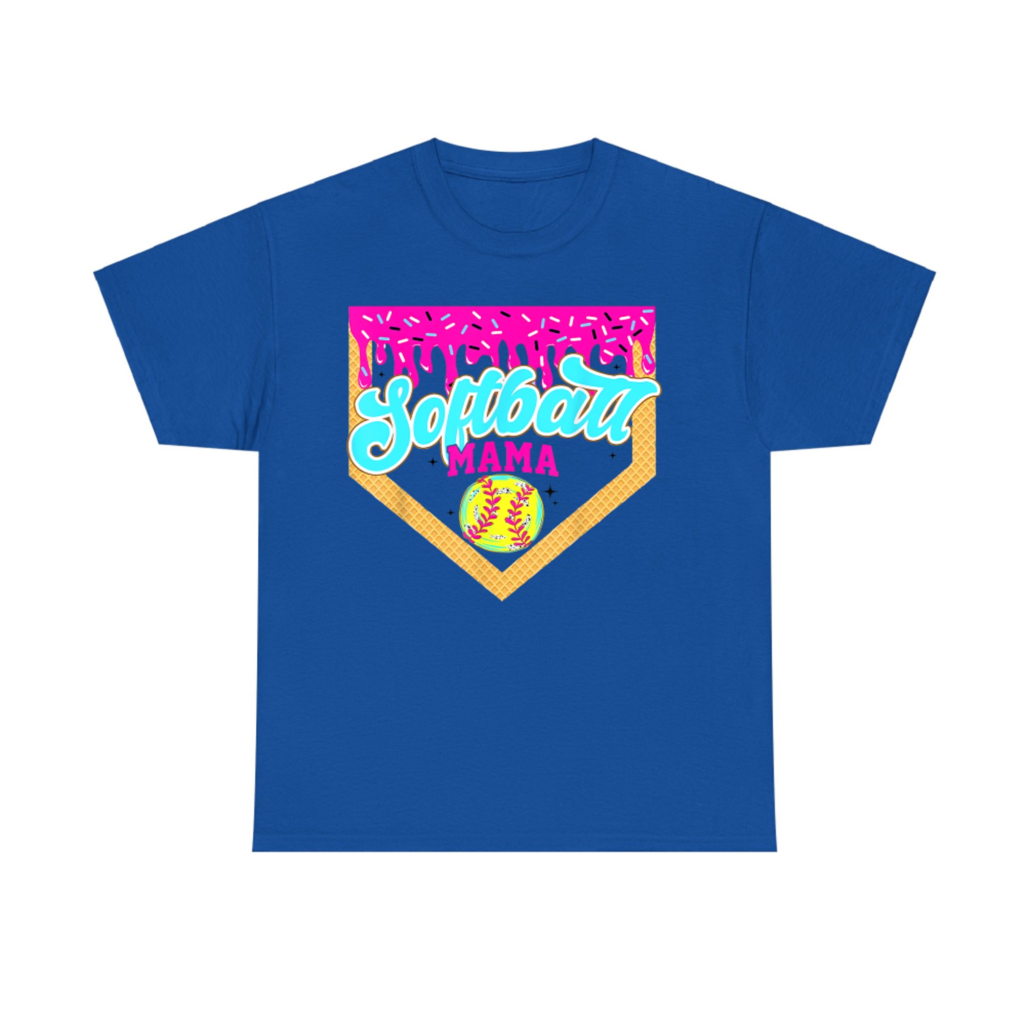 Softball Mama Drip Ice Cream Dripping Game Day Softball Mom T-Shirt