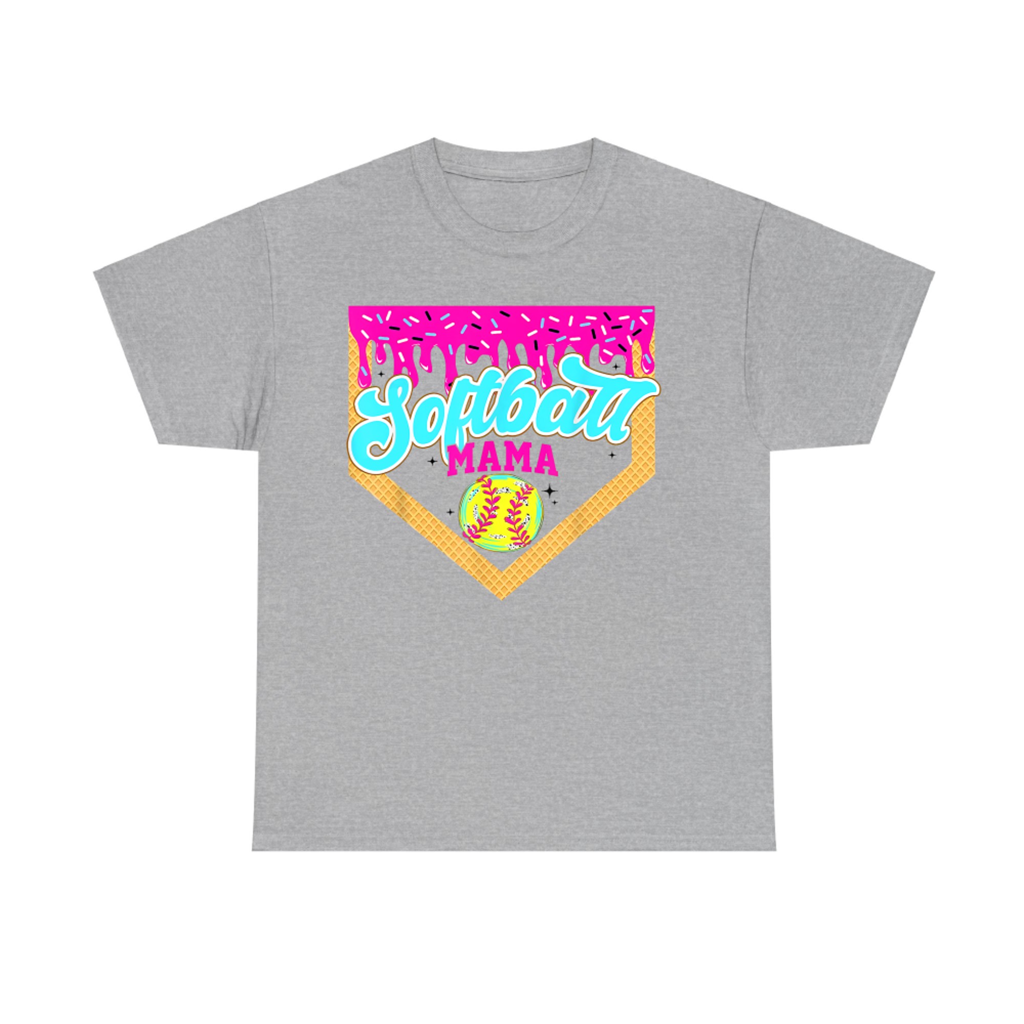 Softball Mama Drip Ice Cream Dripping Game Day Softball Mom T-Shirt