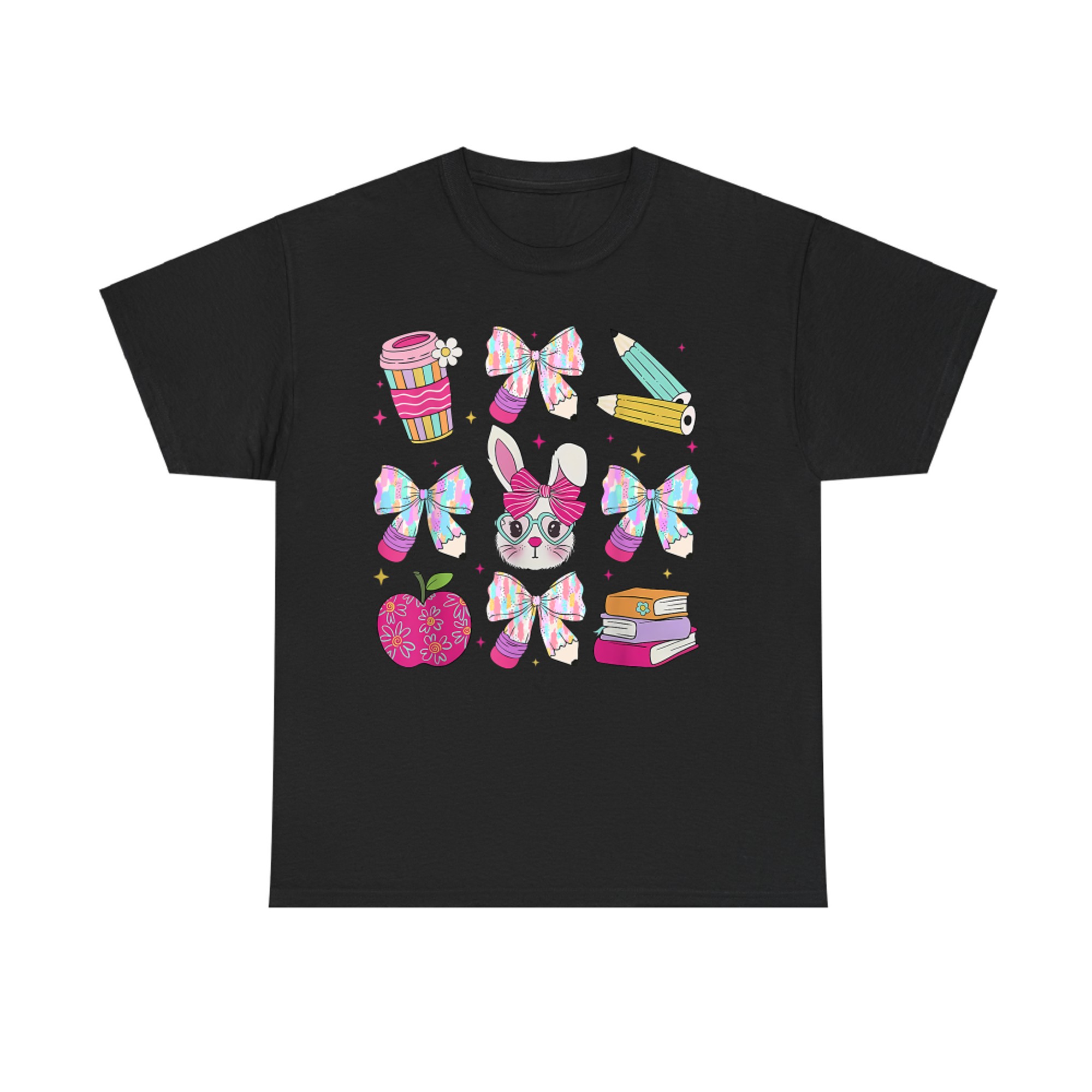 Teacher Easter Coquette Bow Bunny Happy Easter T-Shirt