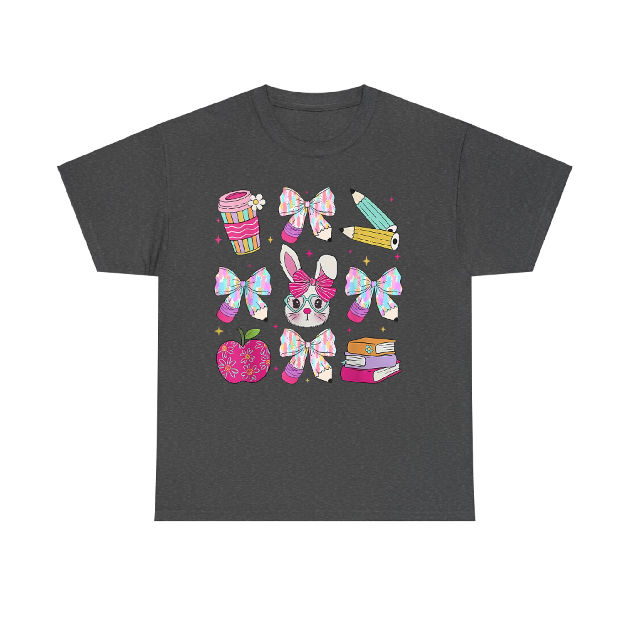 Teacher Easter Coquette Bow Bunny Happy Easter T-Shirt