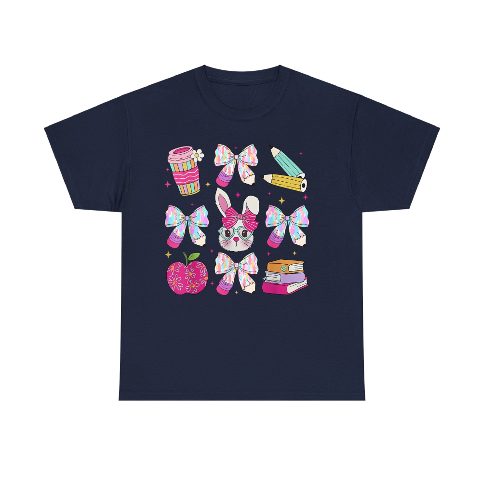 Teacher Easter Coquette Bow Bunny Happy Easter T-Shirt