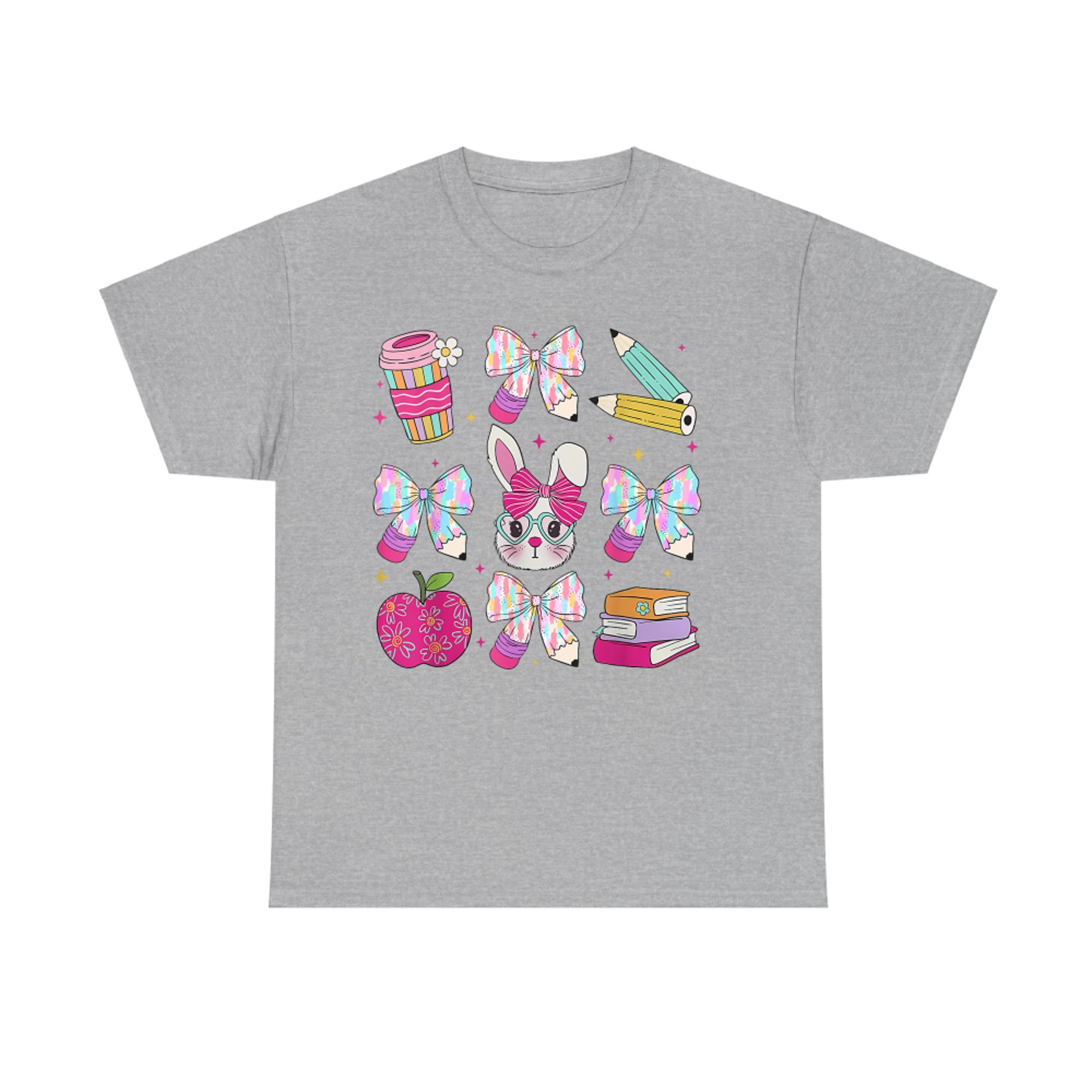 Teacher Easter Coquette Bow Bunny Happy Easter T-Shirt