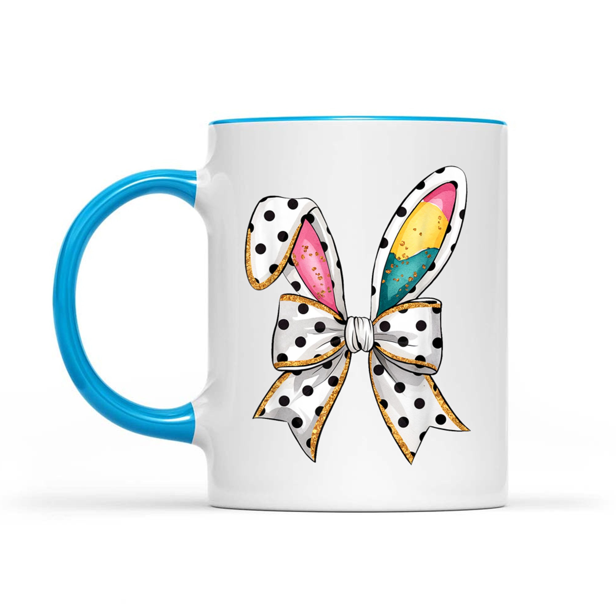 Whimsical Polka Dot Bow Ears Easter Sunday Mug