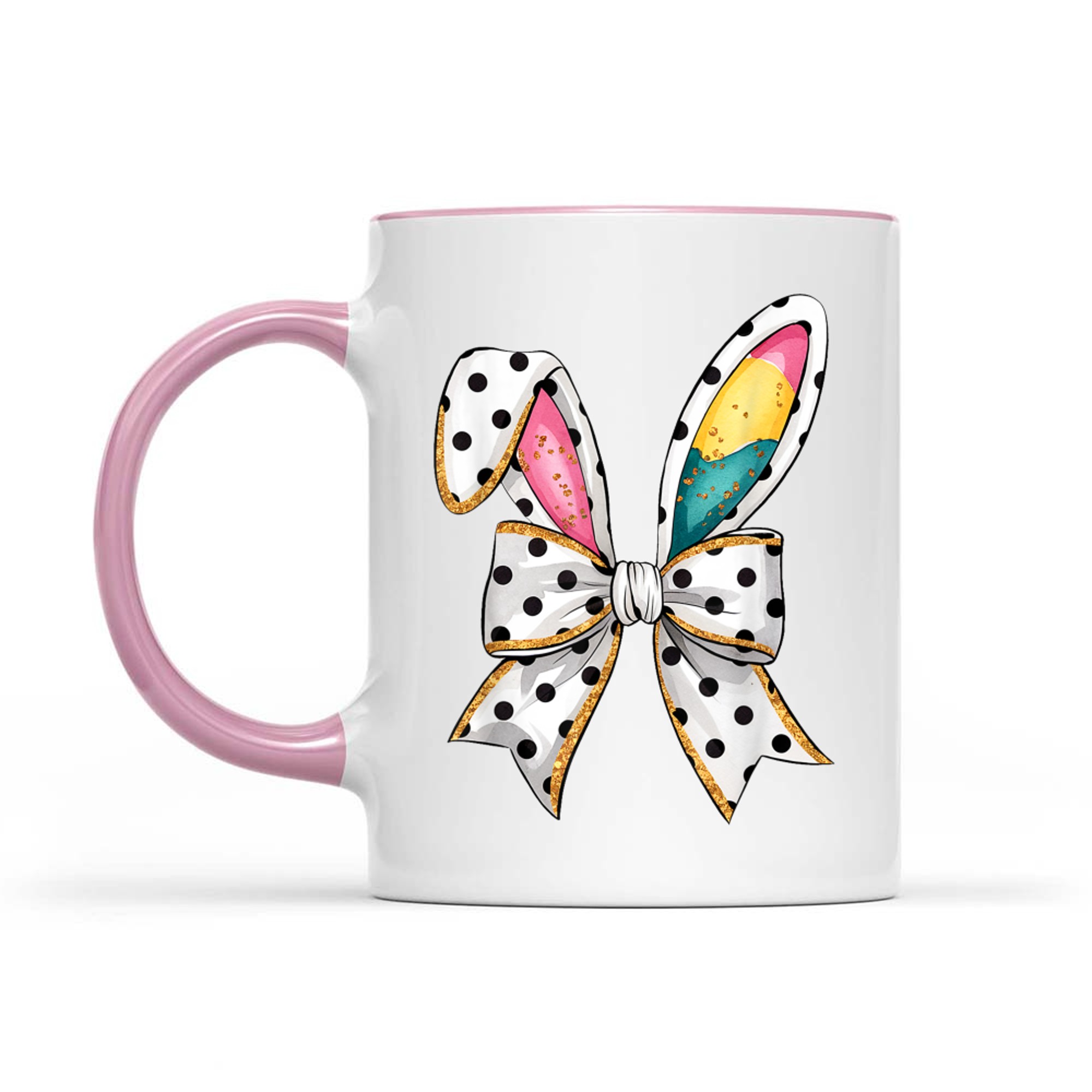 Whimsical Polka Dot Bow Ears Easter Sunday Mug