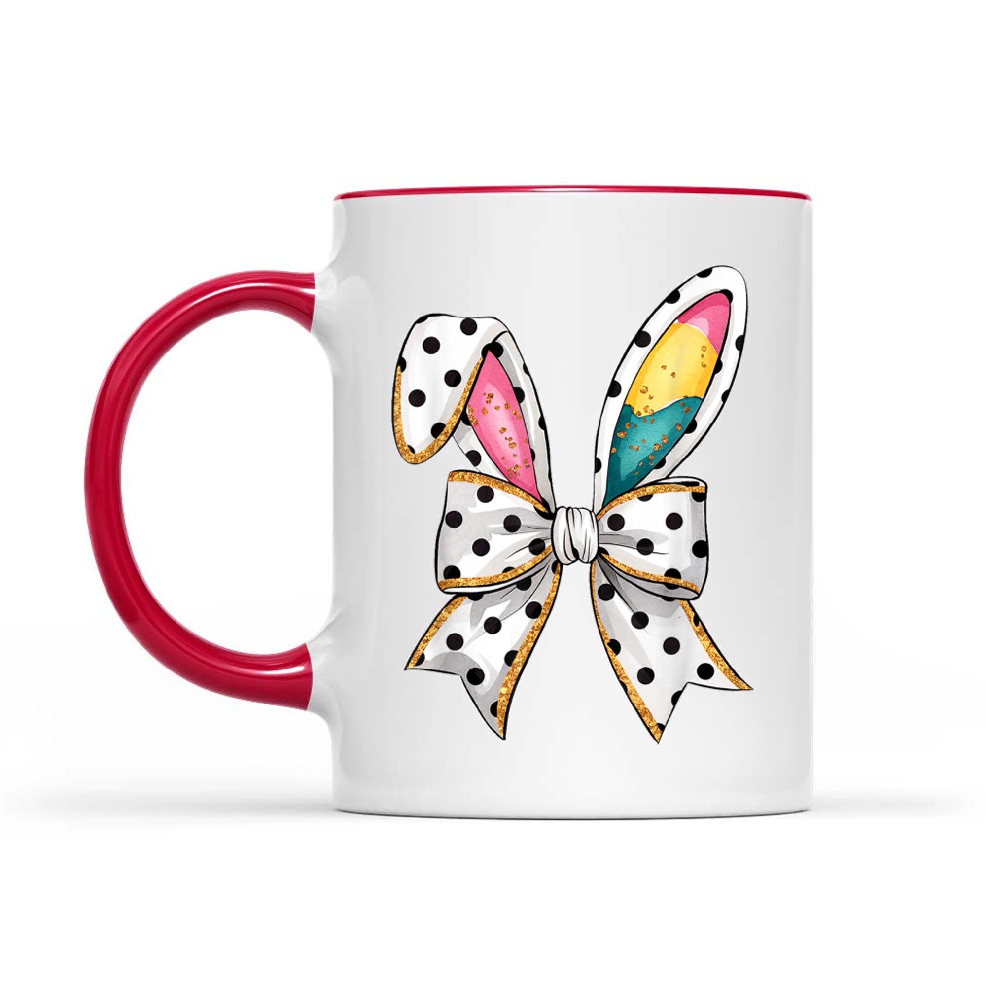 Whimsical Polka Dot Bow Ears Easter Sunday Mug