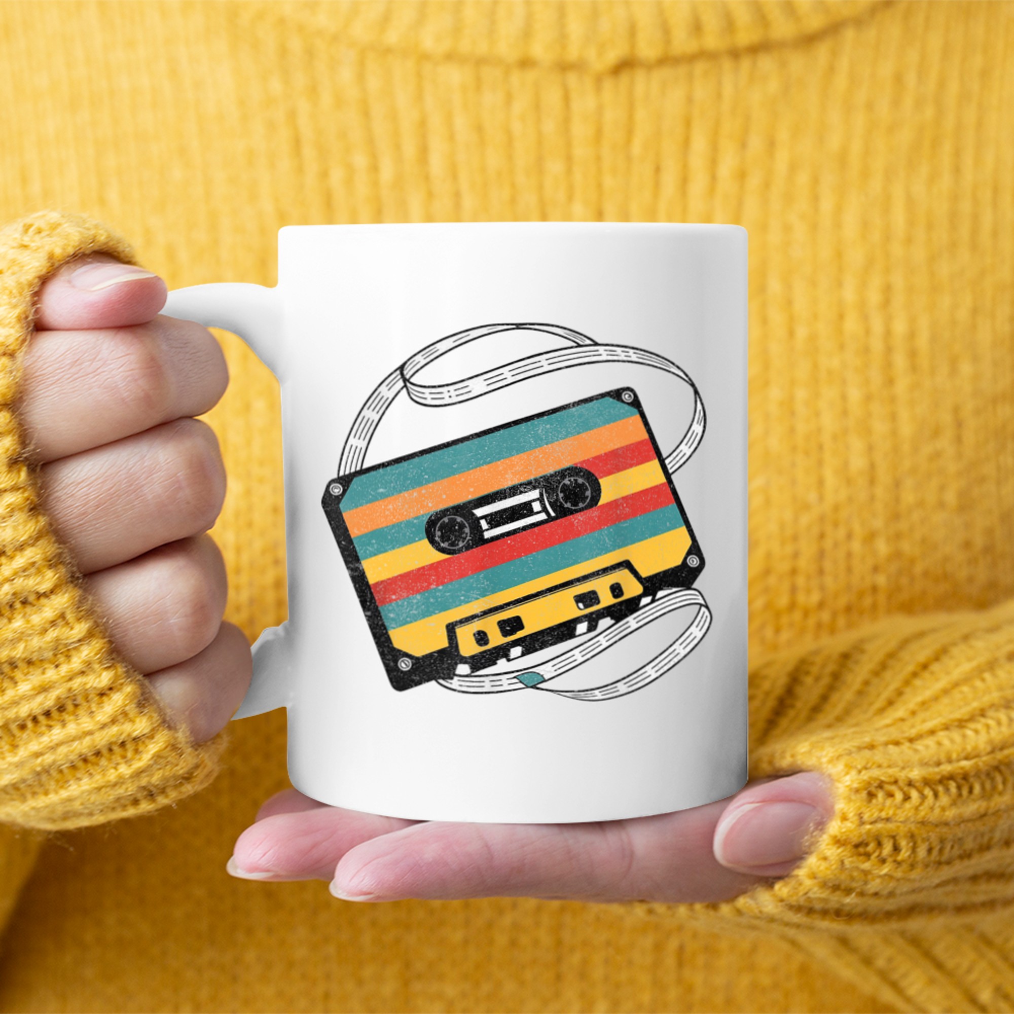 80s 90s Aesthetic Retro Nostalgia Music Cassette Tape Mug