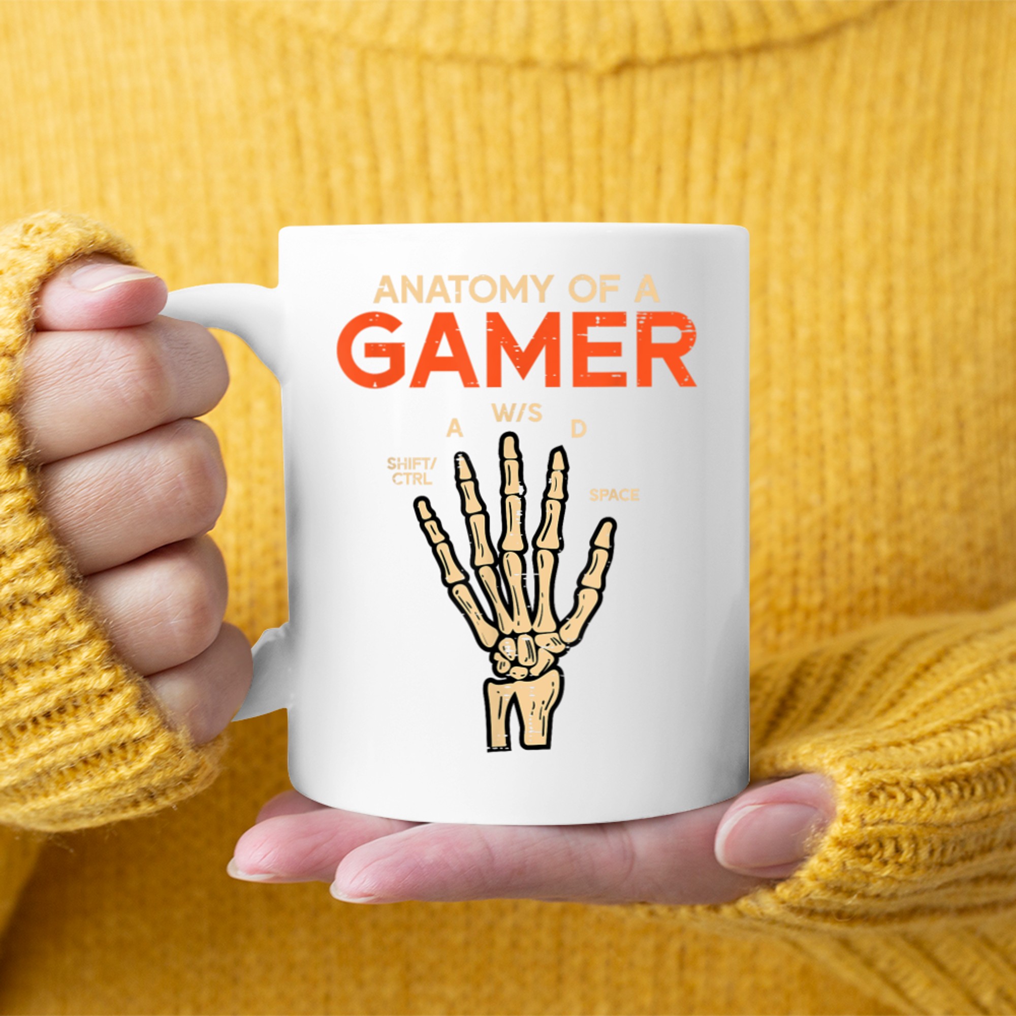 Anatomy Of A Gamer Skeleton Hand Funny Mug