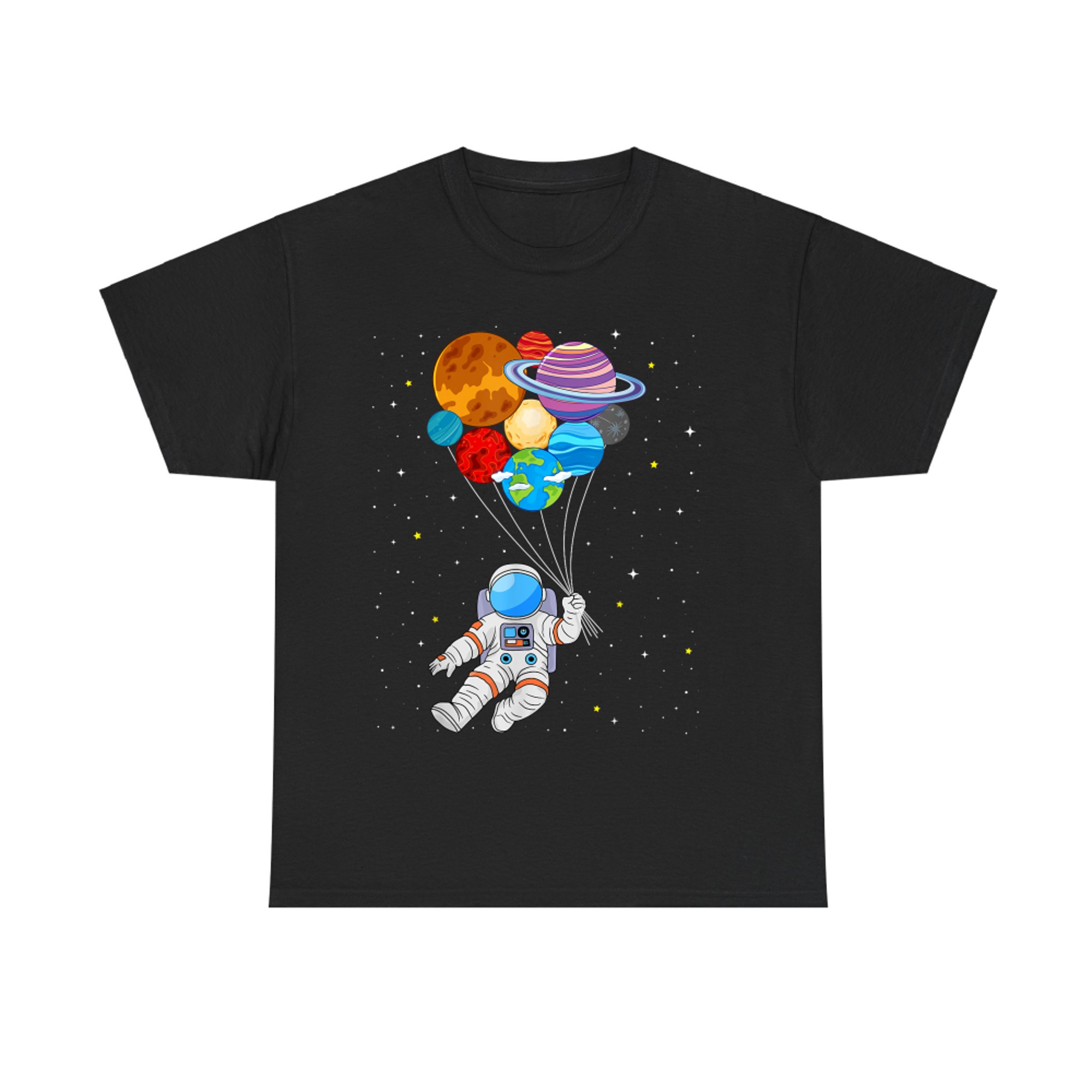 Astronaut Holding Planet Space Art T-Shirt