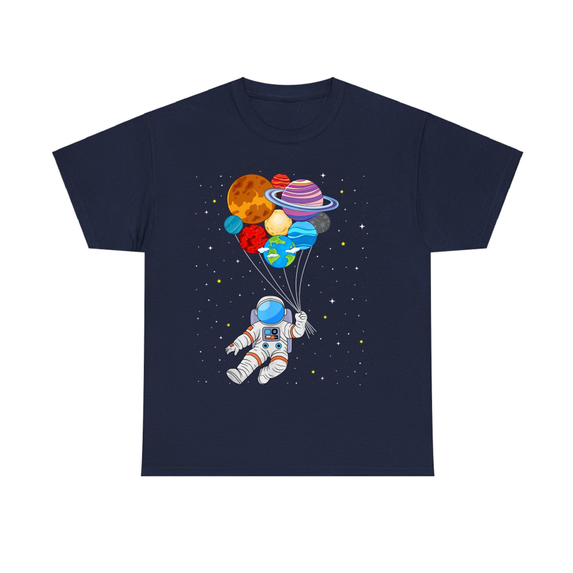 Astronaut Holding Planet Space Art T-Shirt