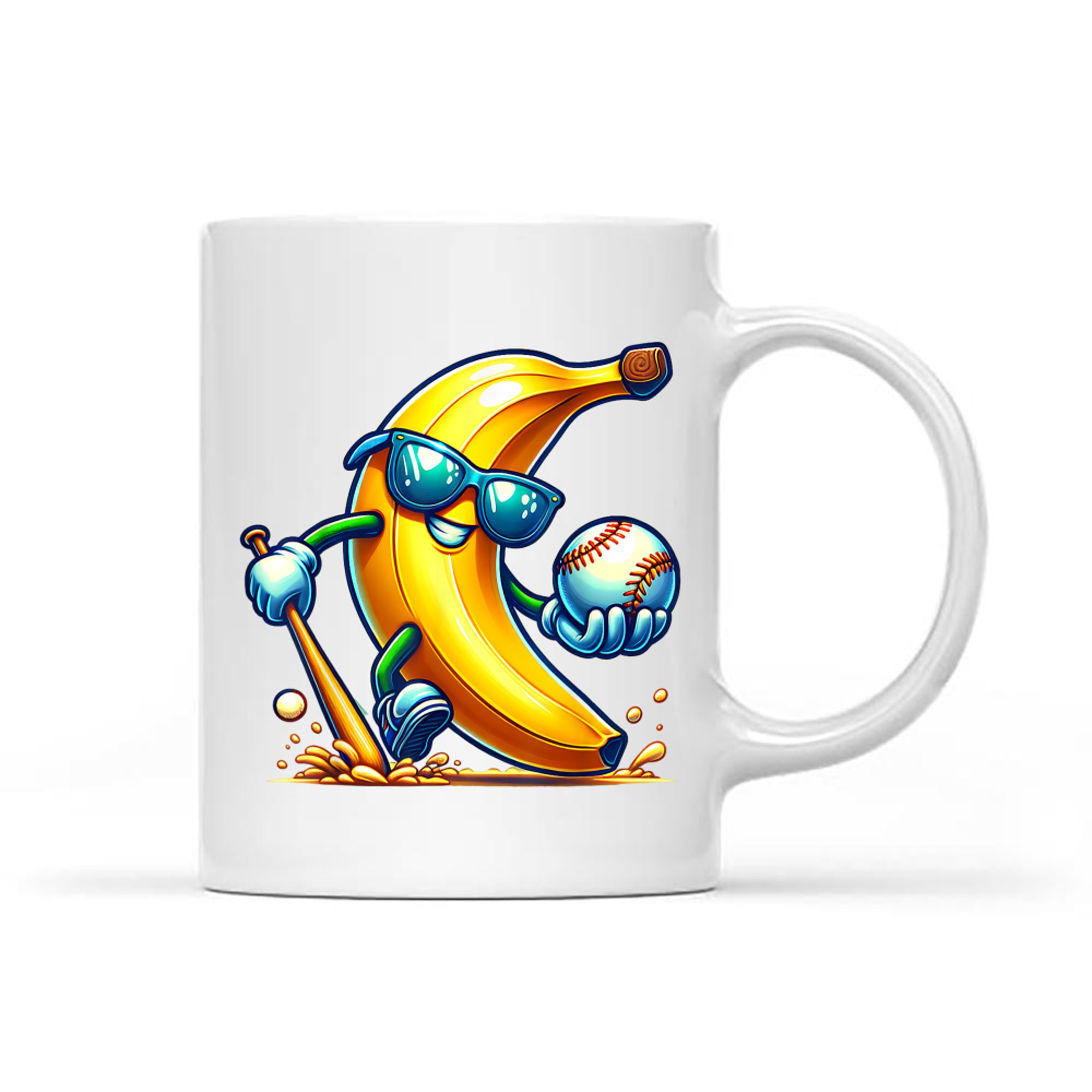 Banana Playing Baseball Funny Fruit Lover Baseball Player Mug