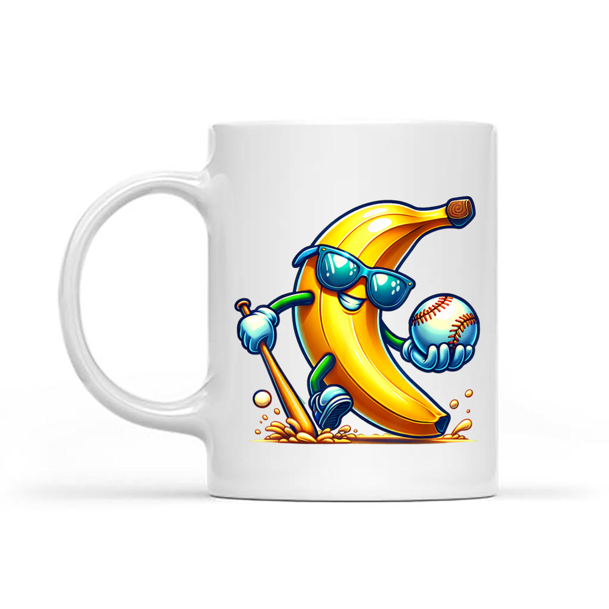Banana Playing Baseball Funny Fruit Lover Baseball Player Mug