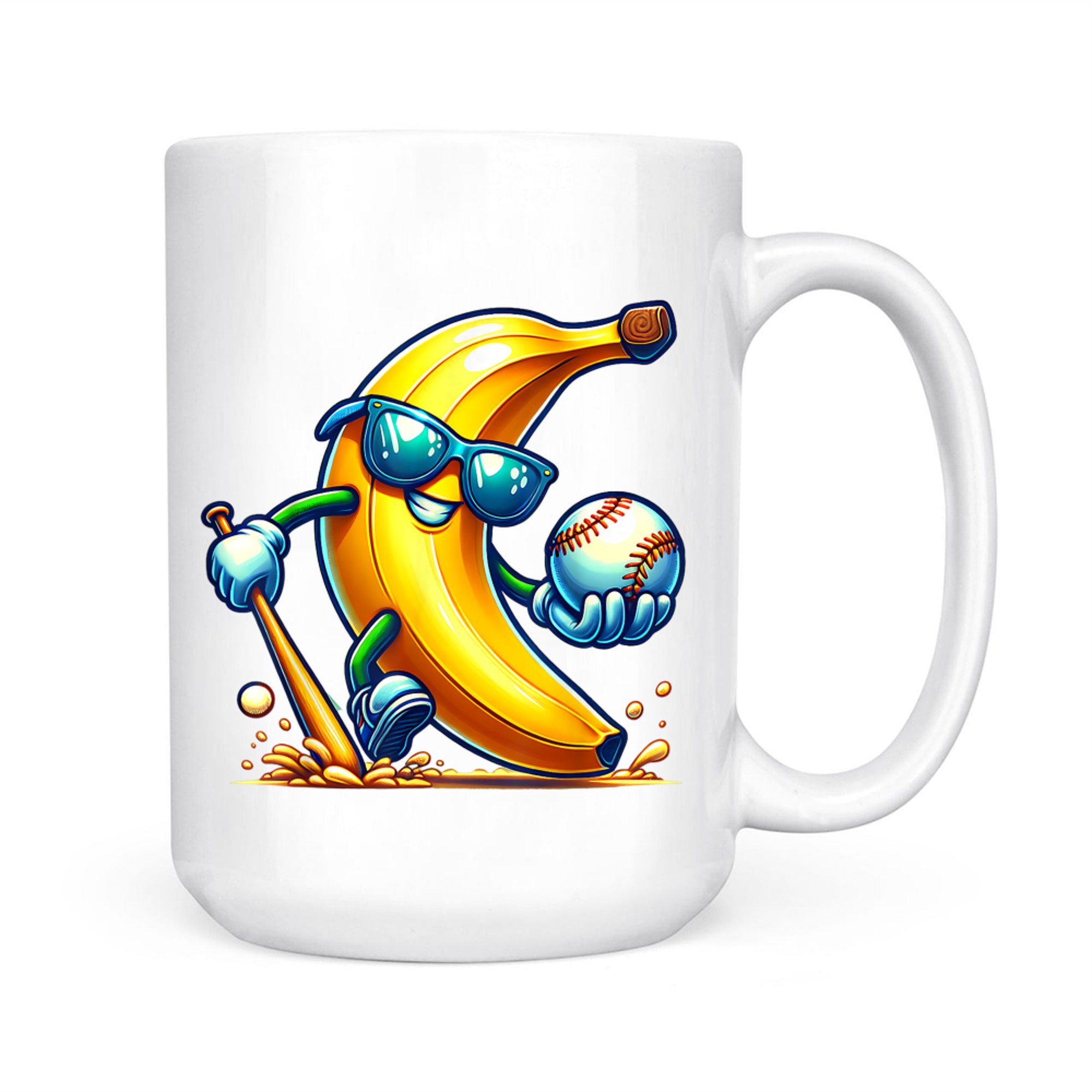 Banana Playing Baseball Funny Fruit Lover Baseball Player Mug