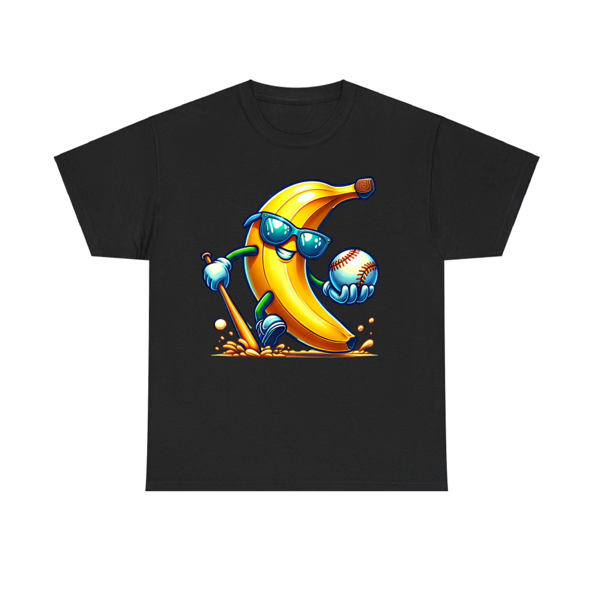 Banana Playing Baseball Funny Fruit Lover Baseball Player T-Shirt