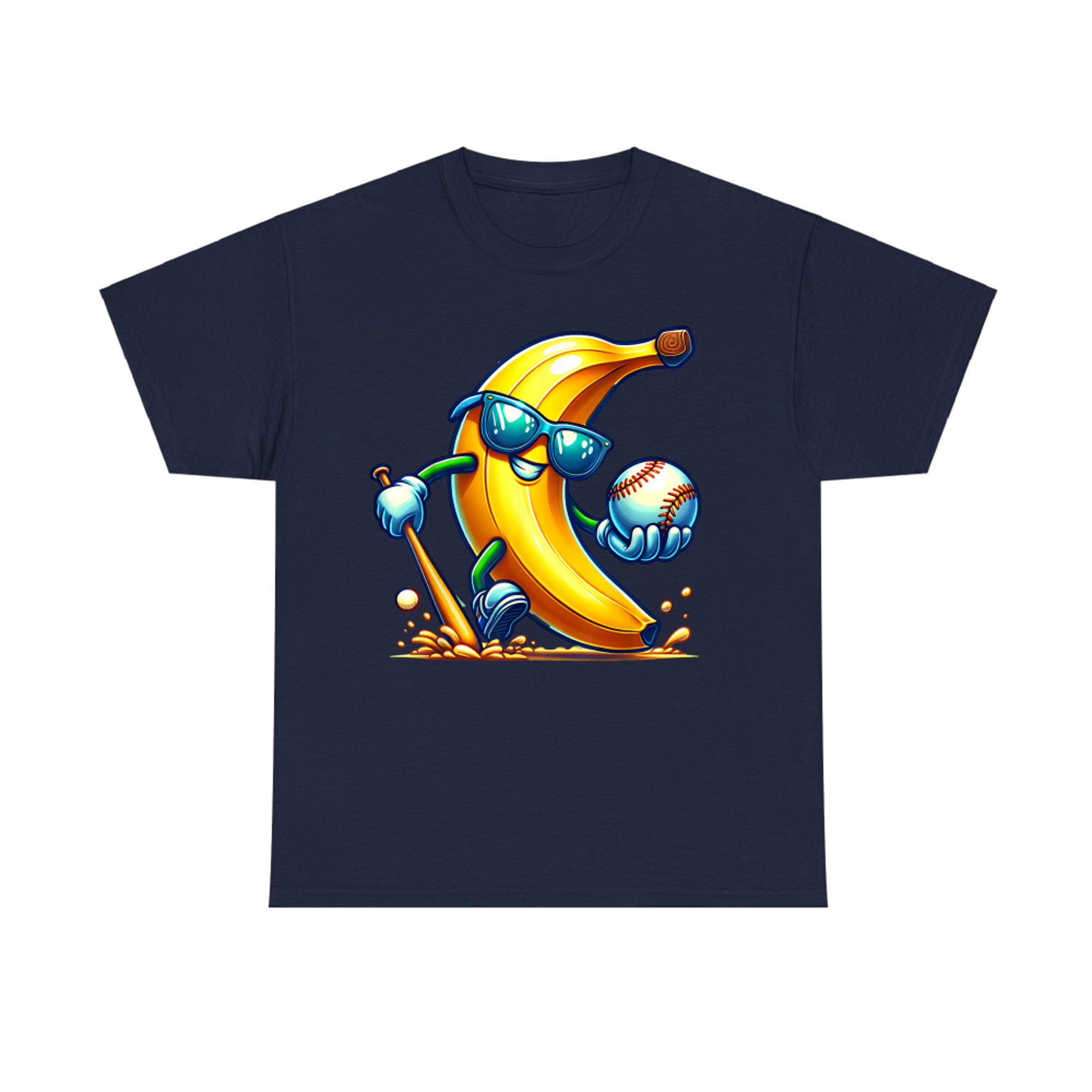 Banana Playing Baseball Funny Fruit Lover Baseball Player T-Shirt