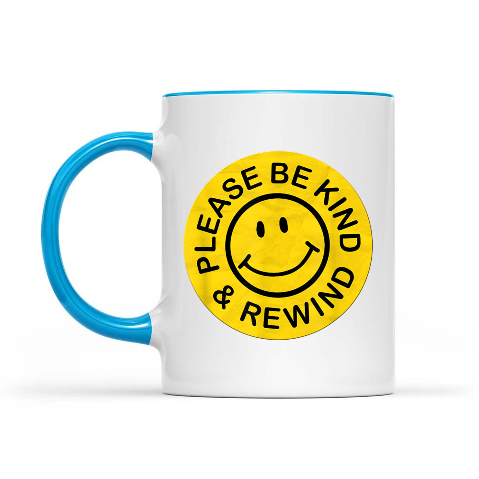 Be Kind Rewind Retro Nostalgia Yellow Sticker 80s 90s Mug