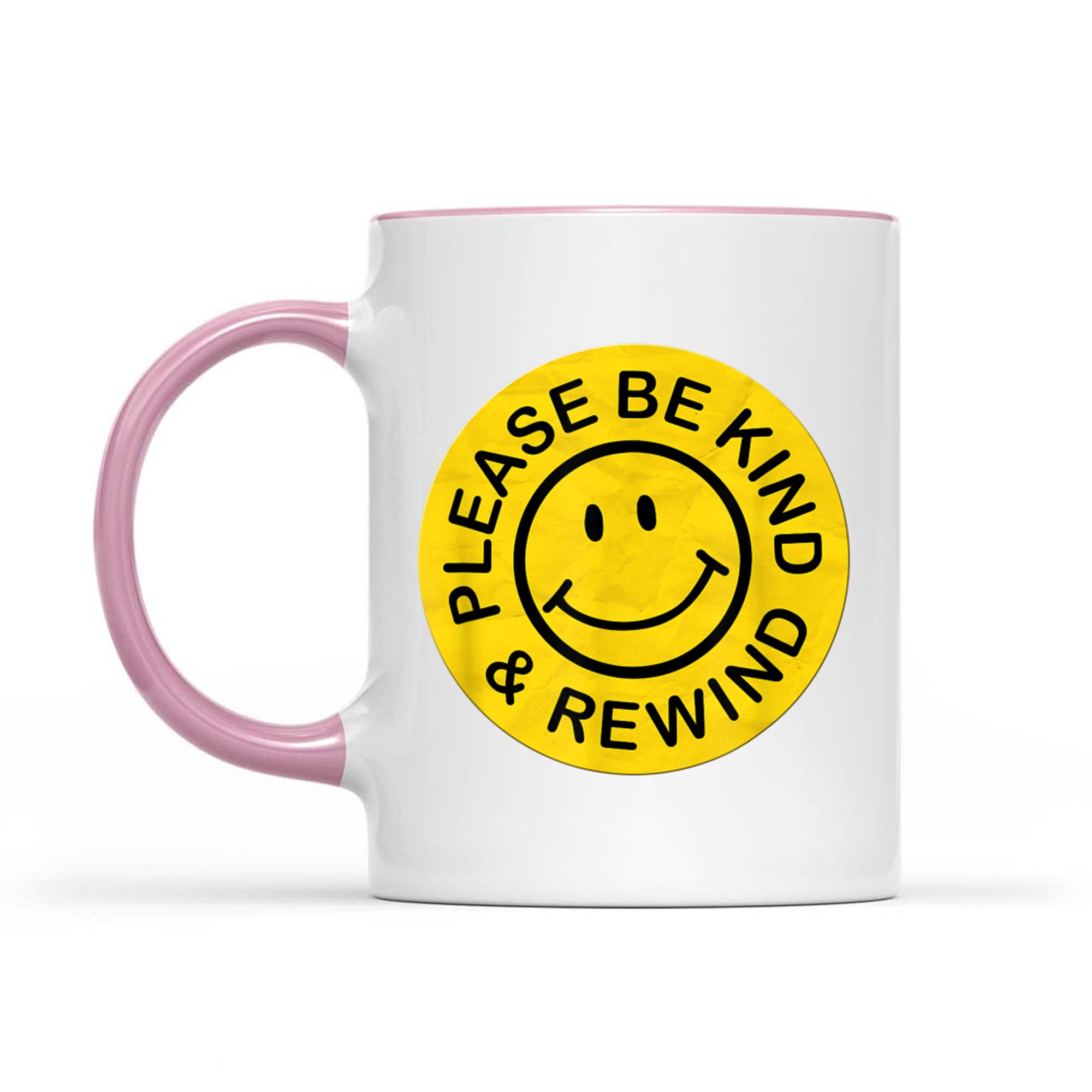 Be Kind Rewind Retro Nostalgia Yellow Sticker 80s 90s Mug