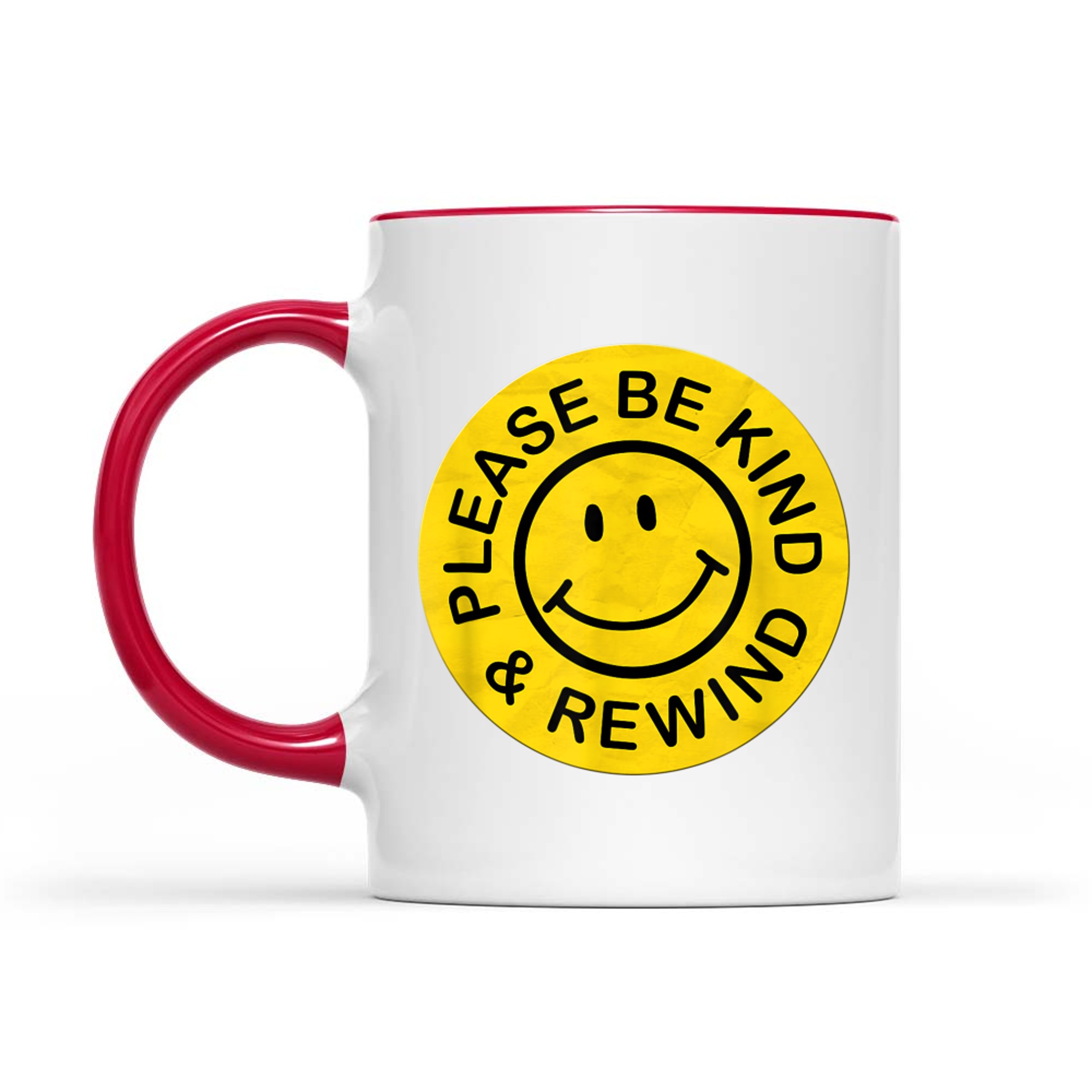 Be Kind Rewind Retro Nostalgia Yellow Sticker 80s 90s Mug