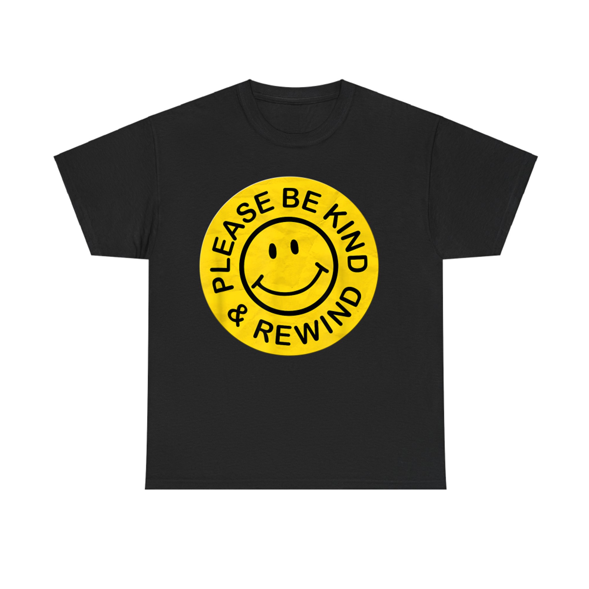 Be Kind Rewind Retro Nostalgia Yellow Sticker 80s 90s T-Shirt
