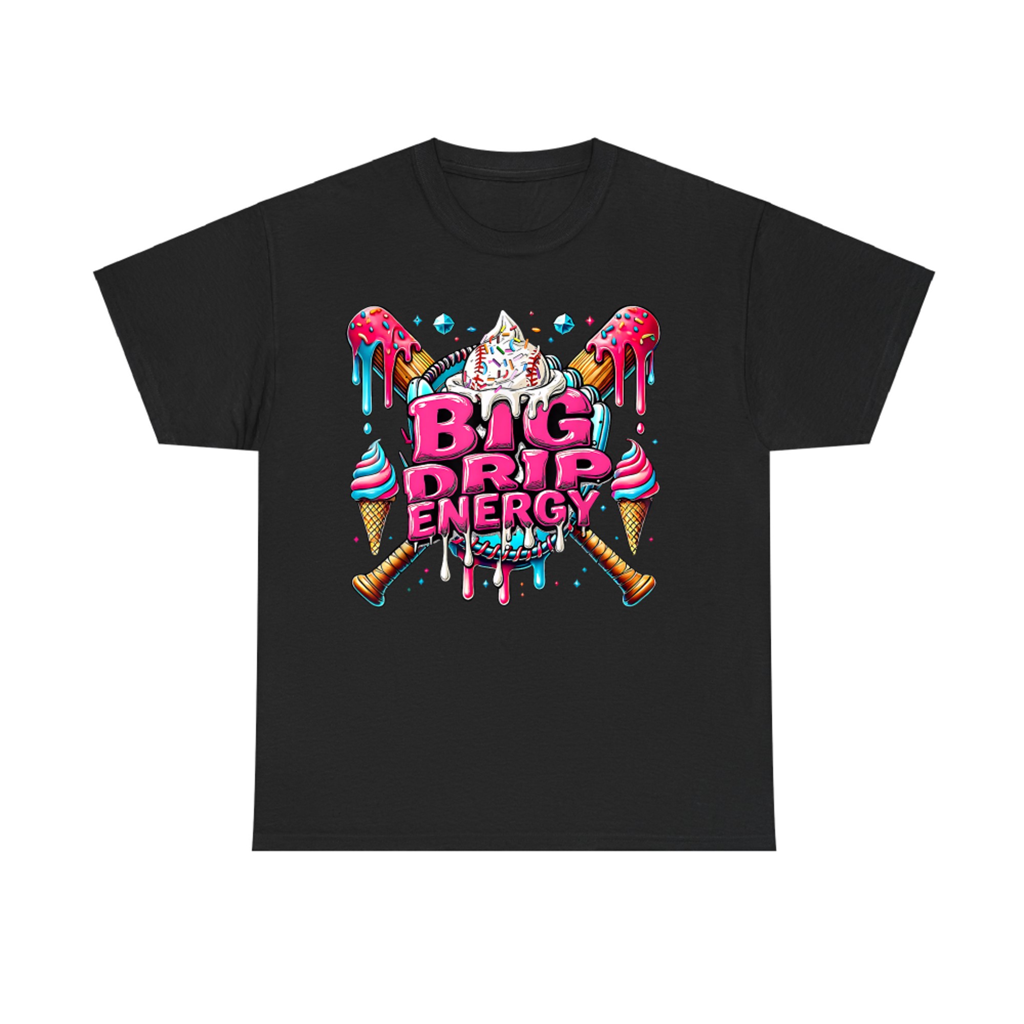 Big Drip Energy Baseball Drip Ice Cream Sprinkles T-Shirt