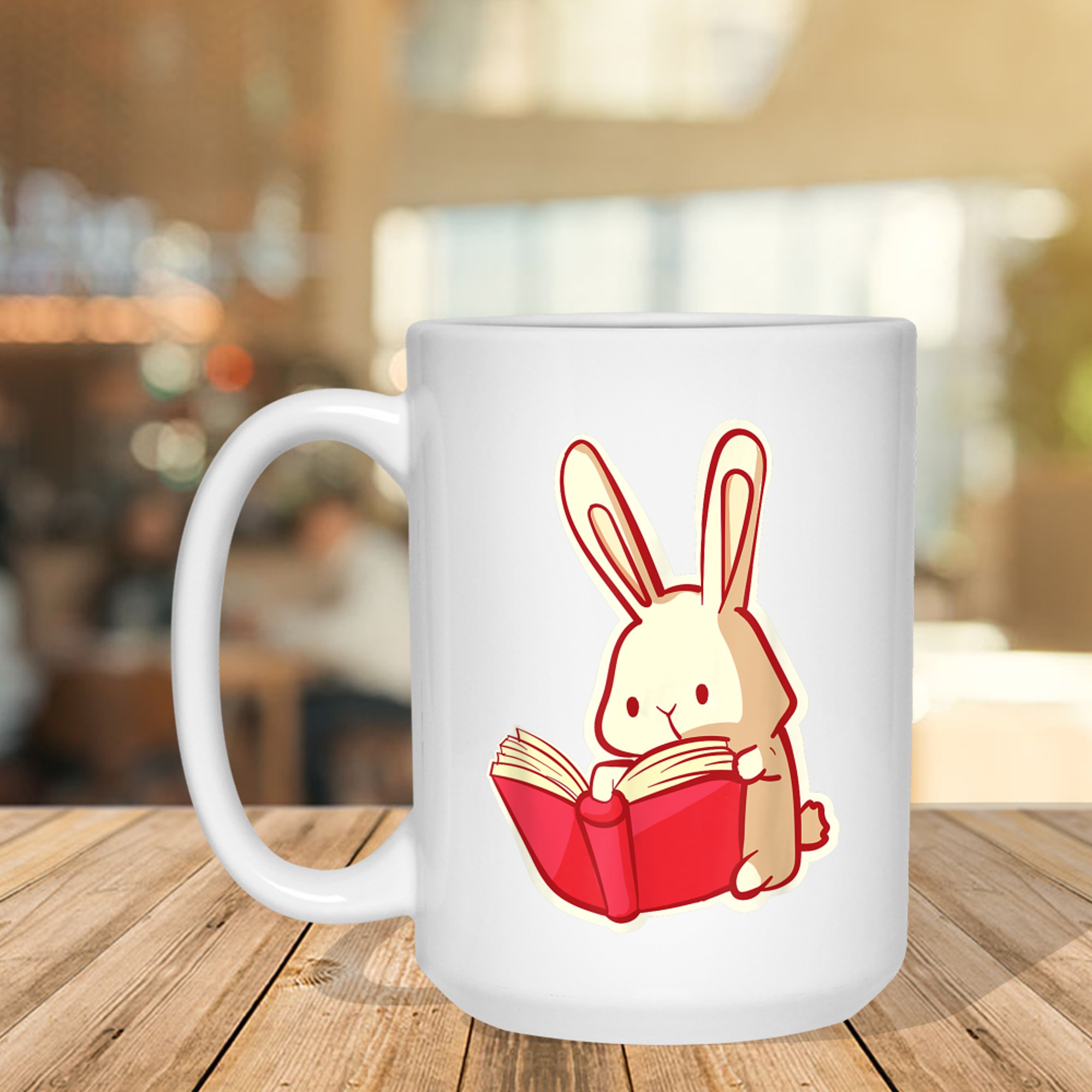 Book Bookworm Kawaii Bunny Reading Funny Graphic Mug