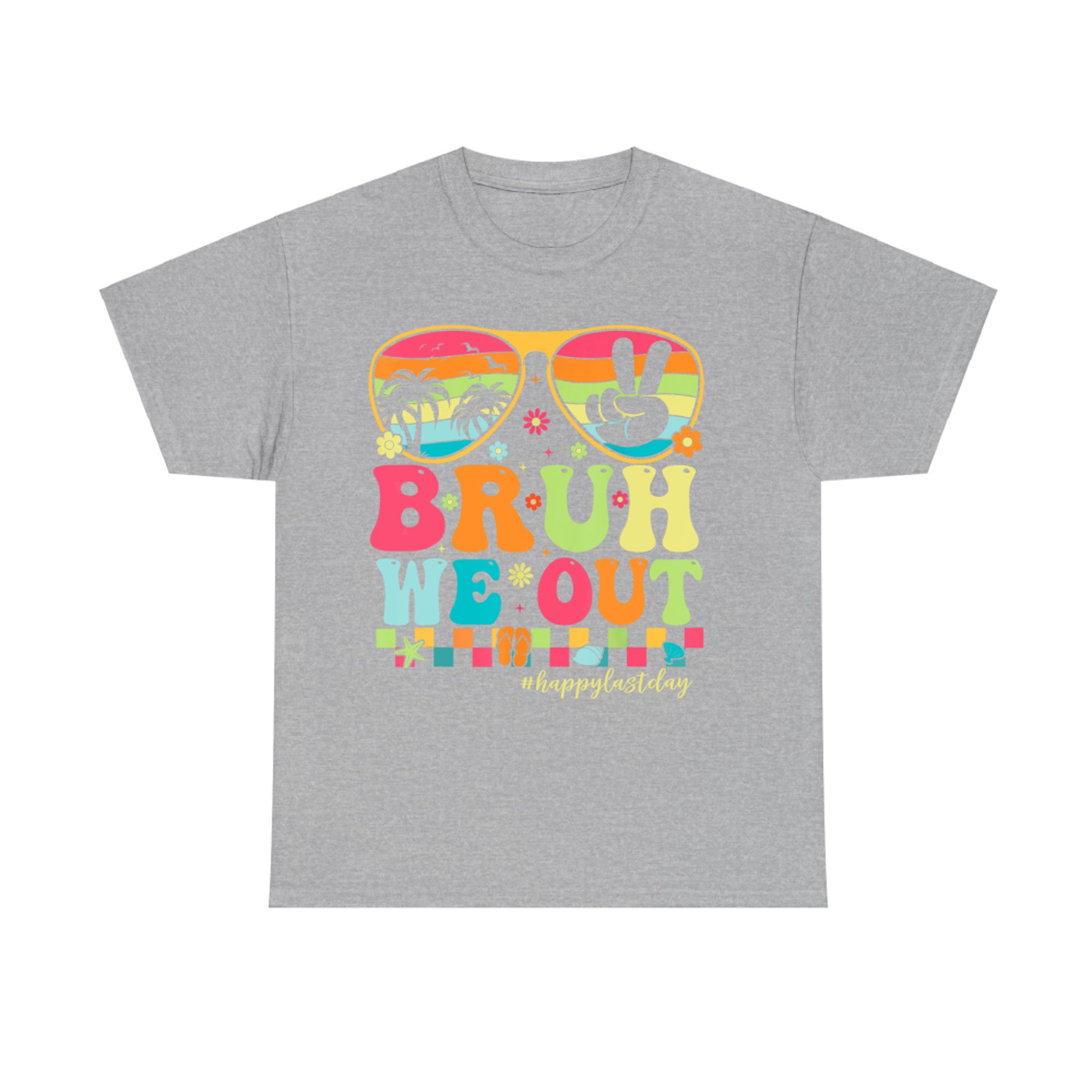Bruh We Out Retro Groovy Colorful Sunglasses Tropical Vibes T-Shirt