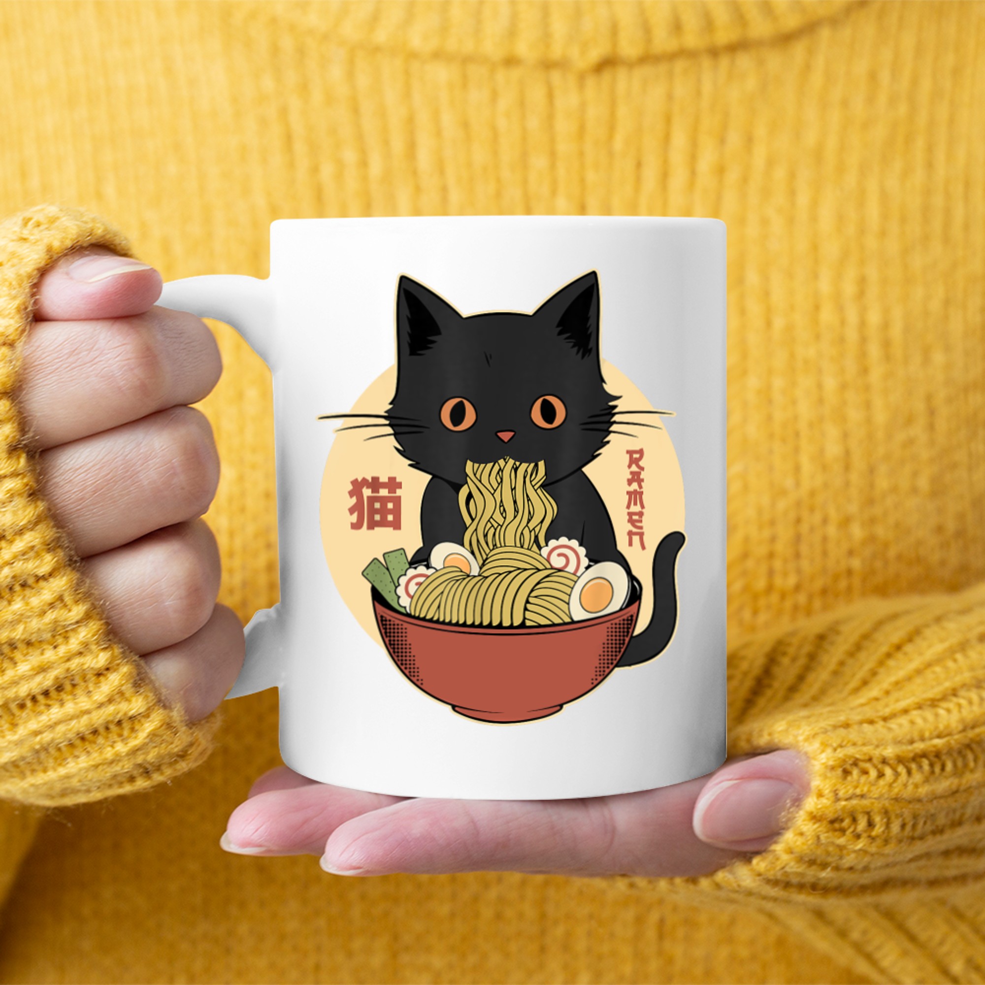 Cat Ramen Funny Graphic Japanese Kawaii Cat Anime Mug