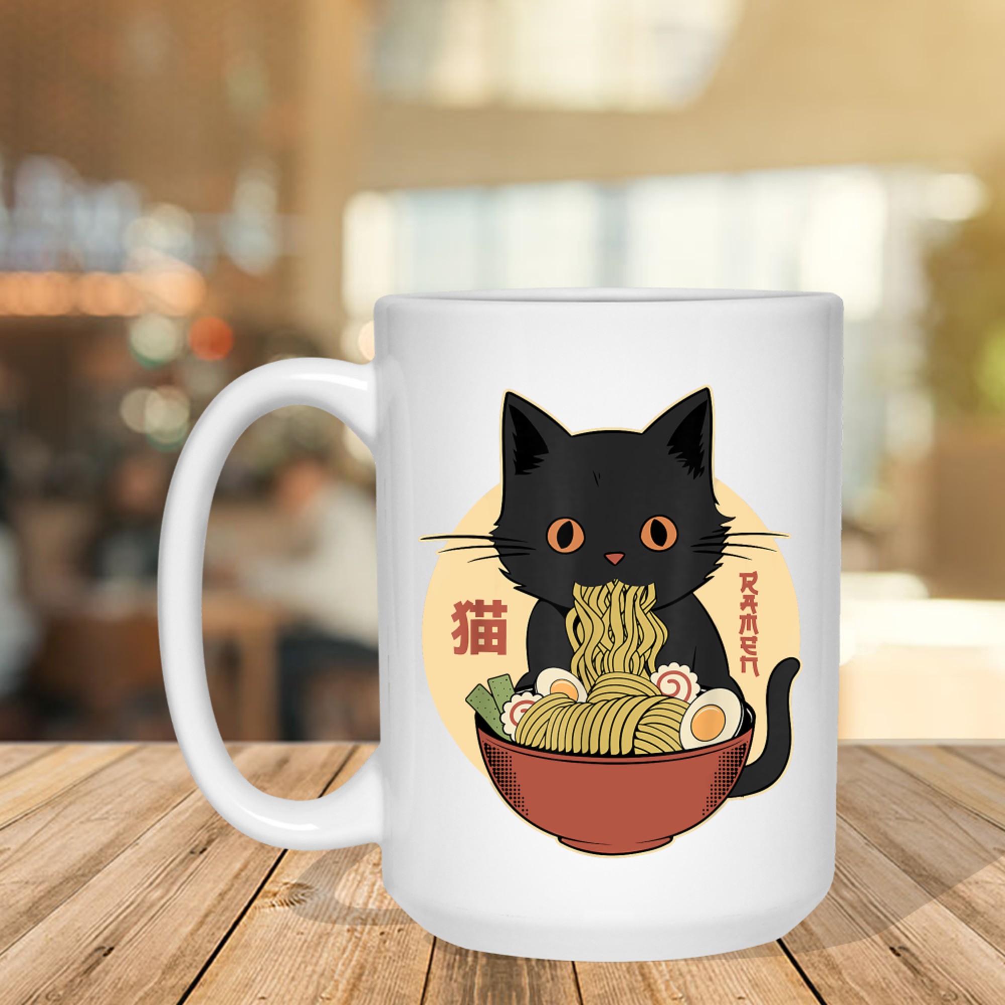 Cat Ramen Funny Graphic Japanese Kawaii Cat Anime Mug