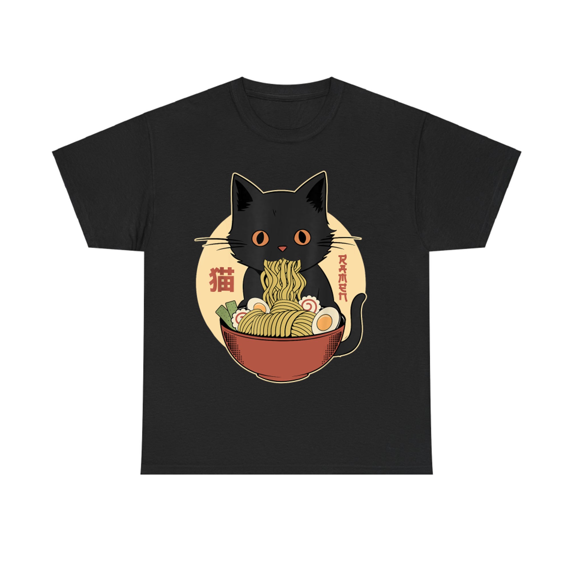 Cat Ramen Funny Graphic Japanese Kawaii Cat Anime T-Shirt
