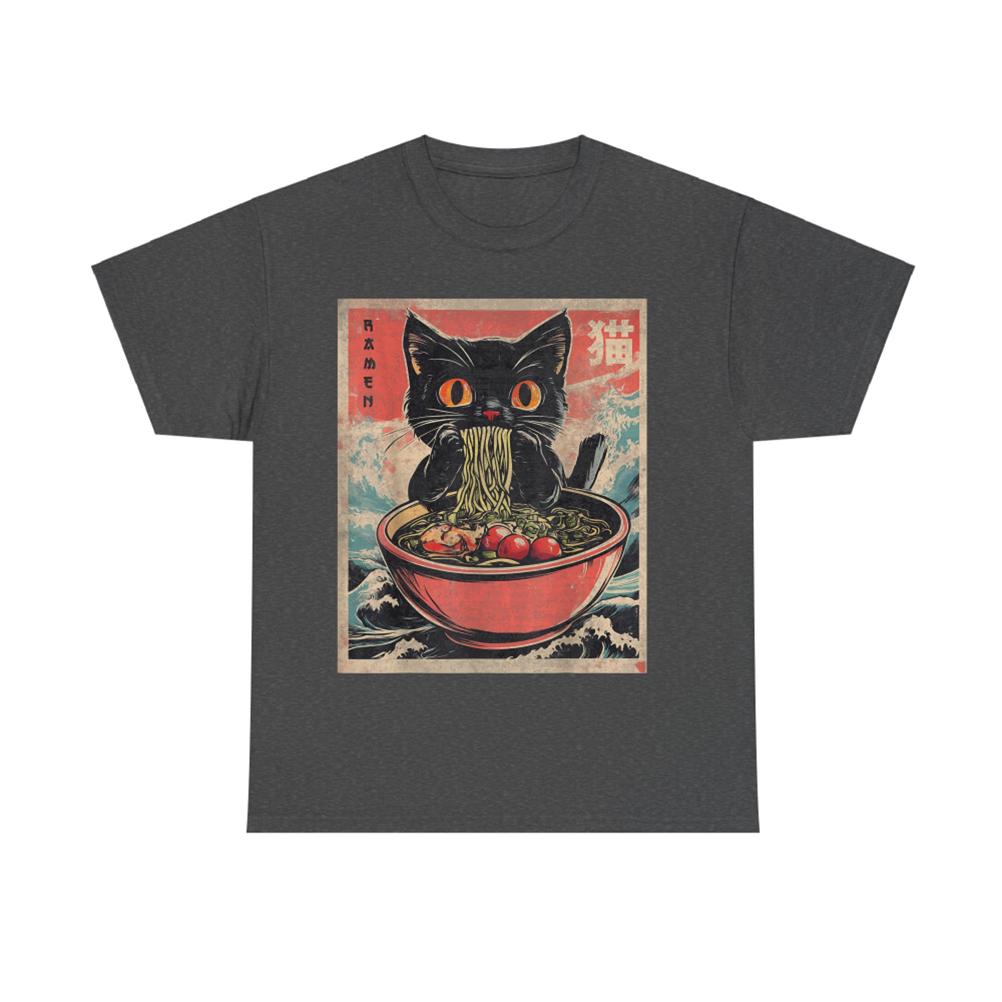 Cat Ramen Japanese Funny Graphic Kawaii Cat Anime T-Shirt
