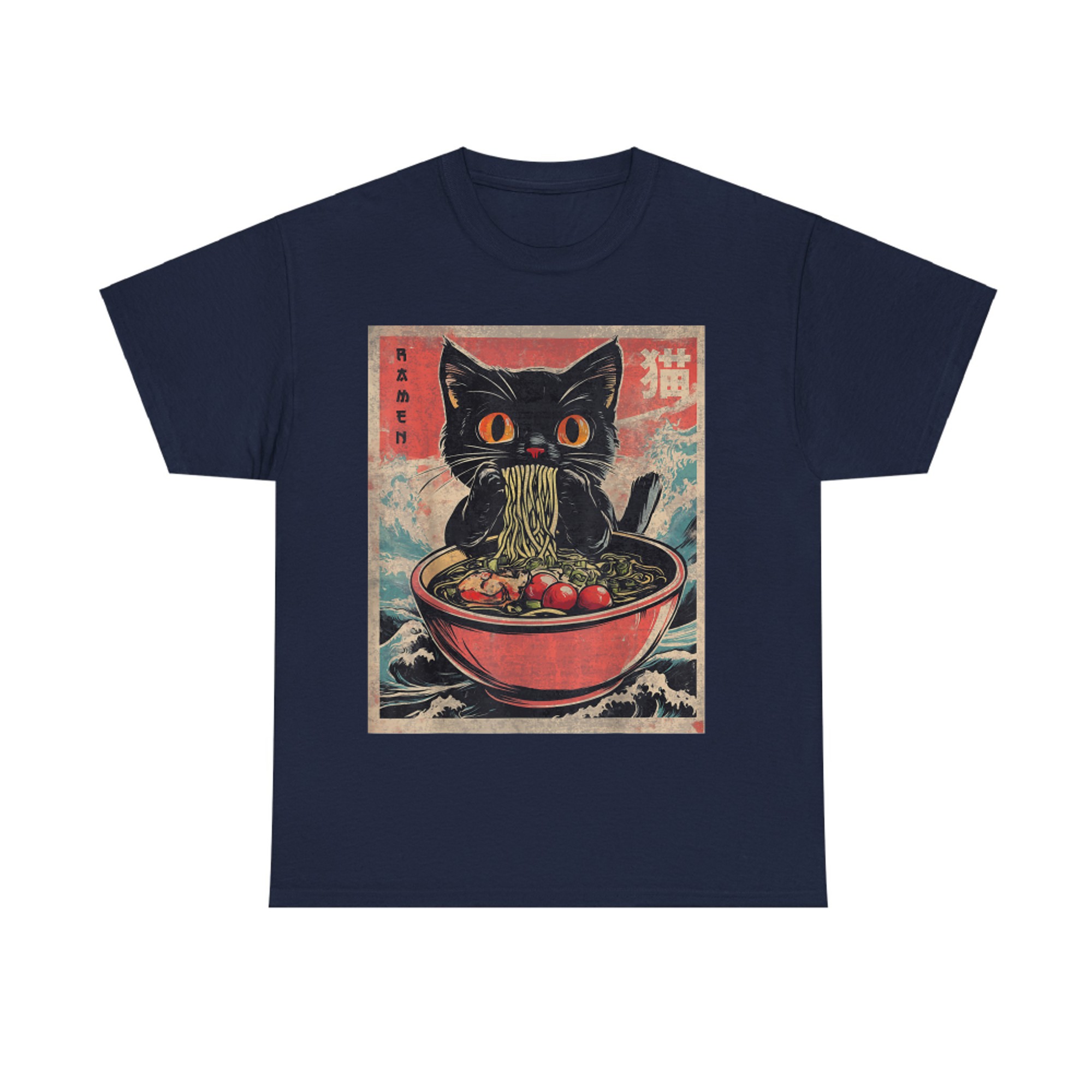 Cat Ramen Japanese Funny Graphic Kawaii Cat Anime T-Shirt