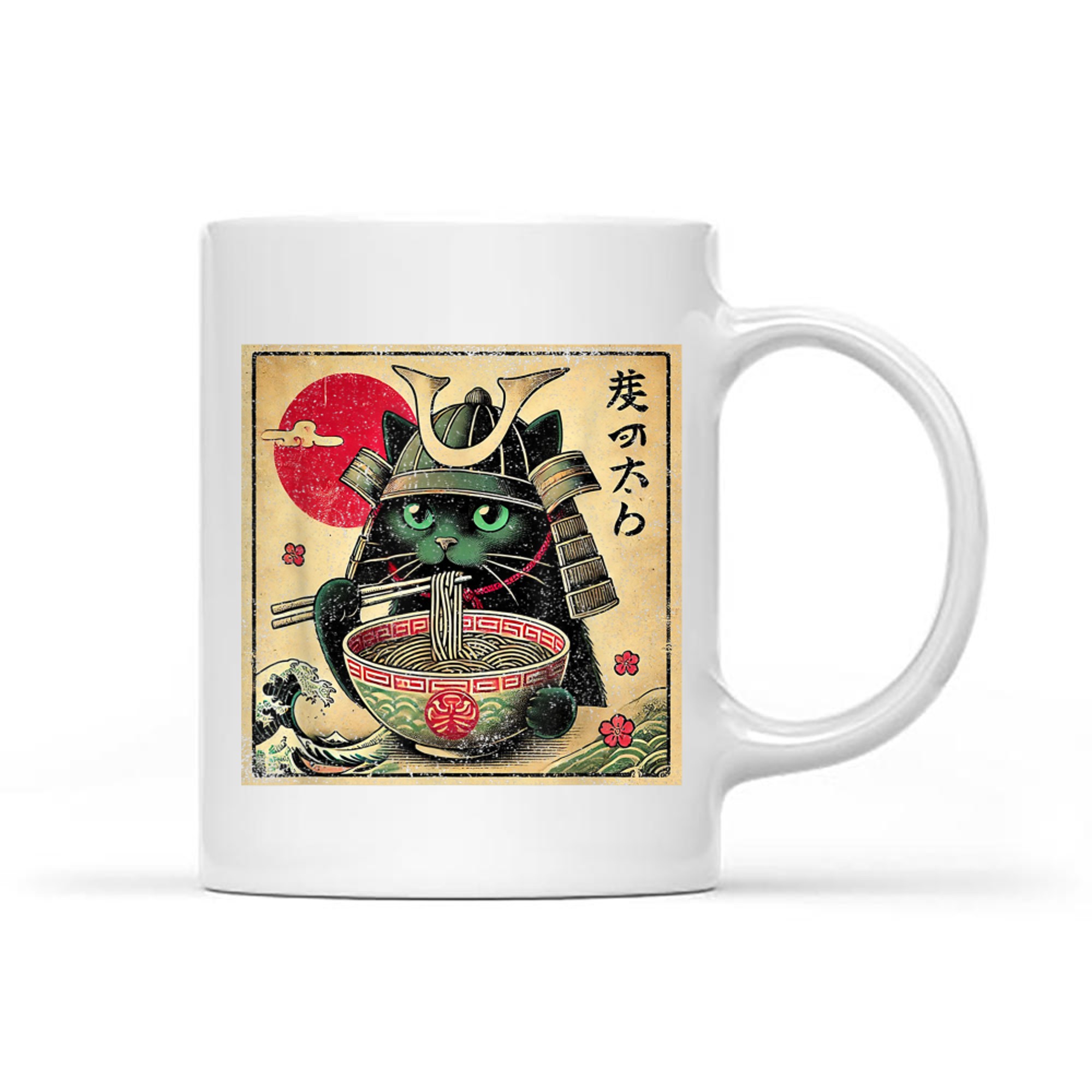 Cat Ramen Japanese Funny Samurai Kawaii Cat Anime Mug