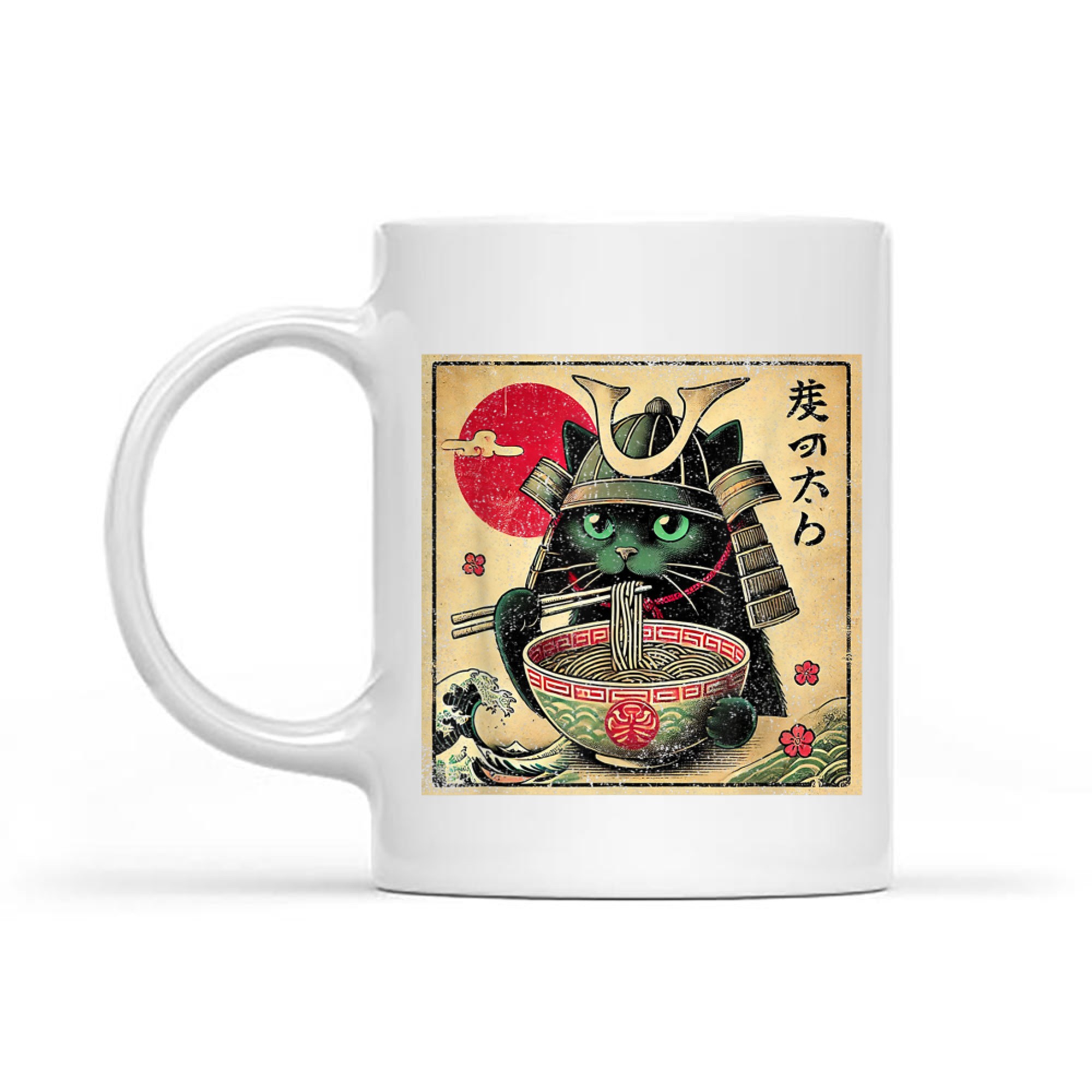 Cat Ramen Japanese Funny Samurai Kawaii Cat Anime Mug