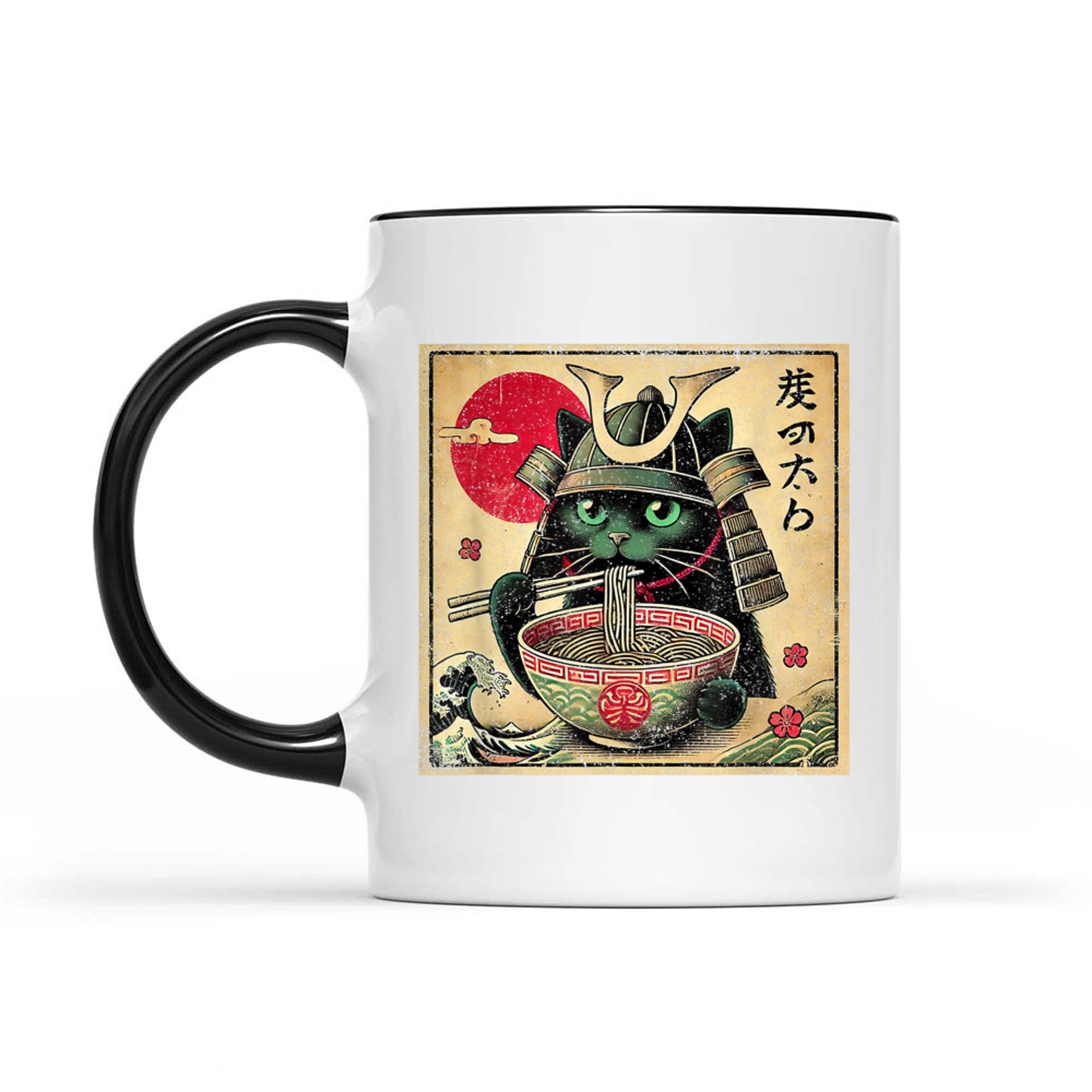 Cat Ramen Japanese Funny Samurai Kawaii Cat Anime Mug