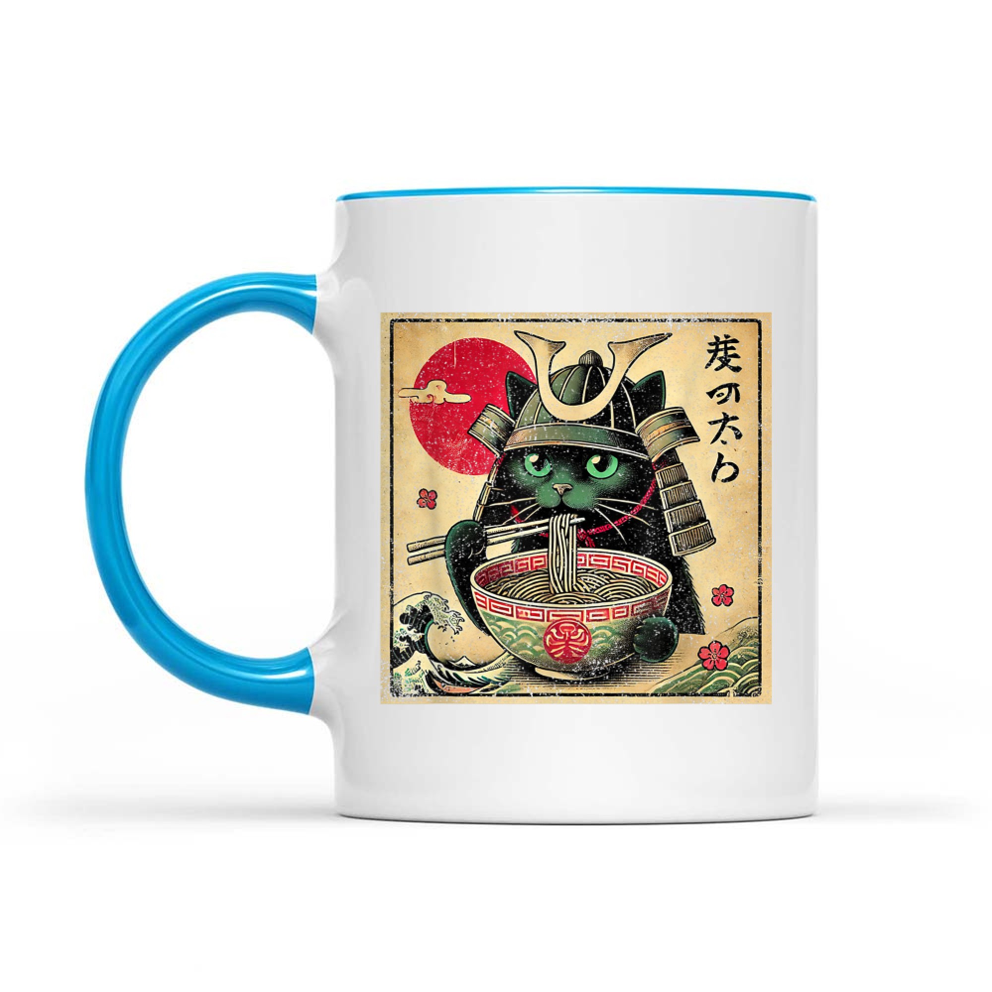 Cat Ramen Japanese Funny Samurai Kawaii Cat Anime Mug