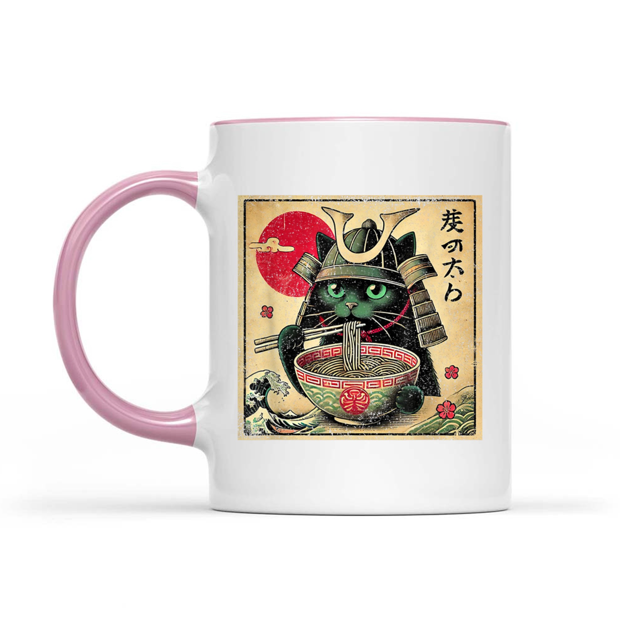 Cat Ramen Japanese Funny Samurai Kawaii Cat Anime Mug
