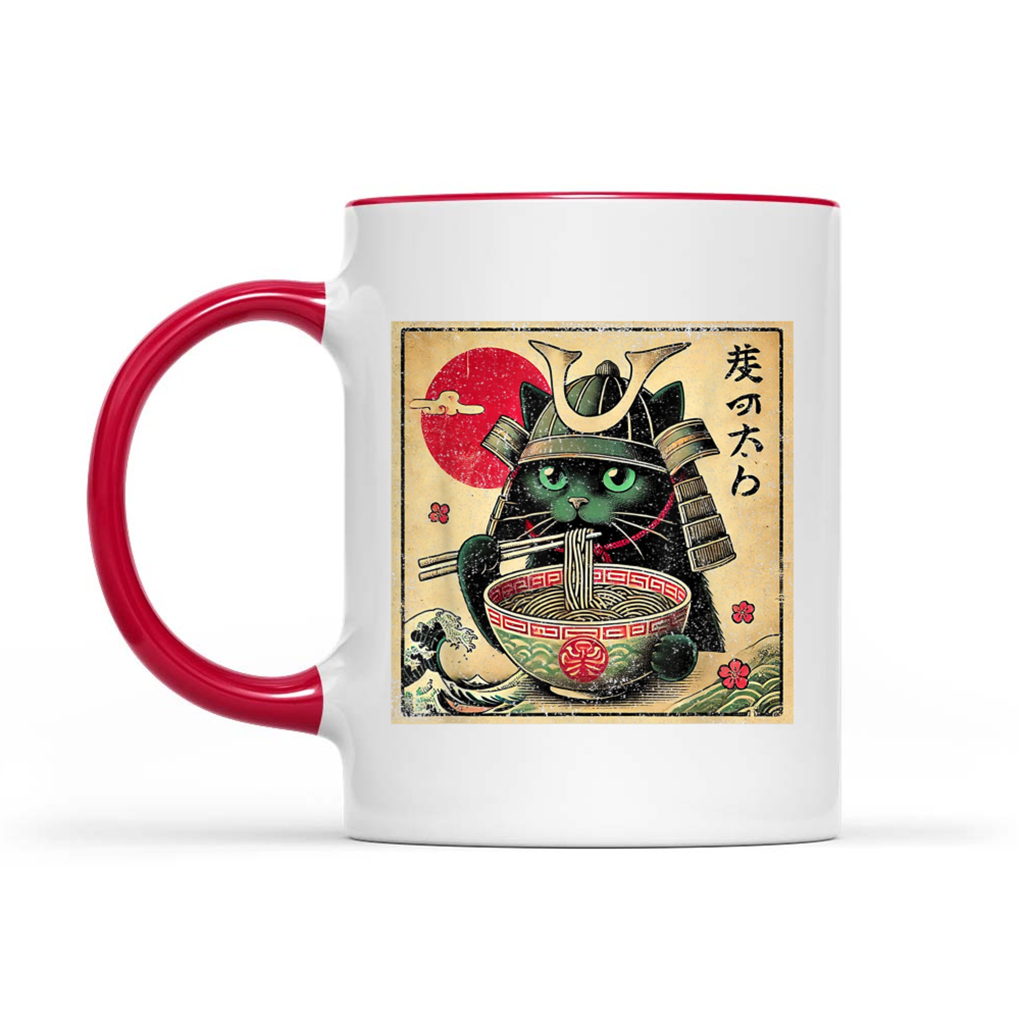 Cat Ramen Japanese Funny Samurai Kawaii Cat Anime Mug