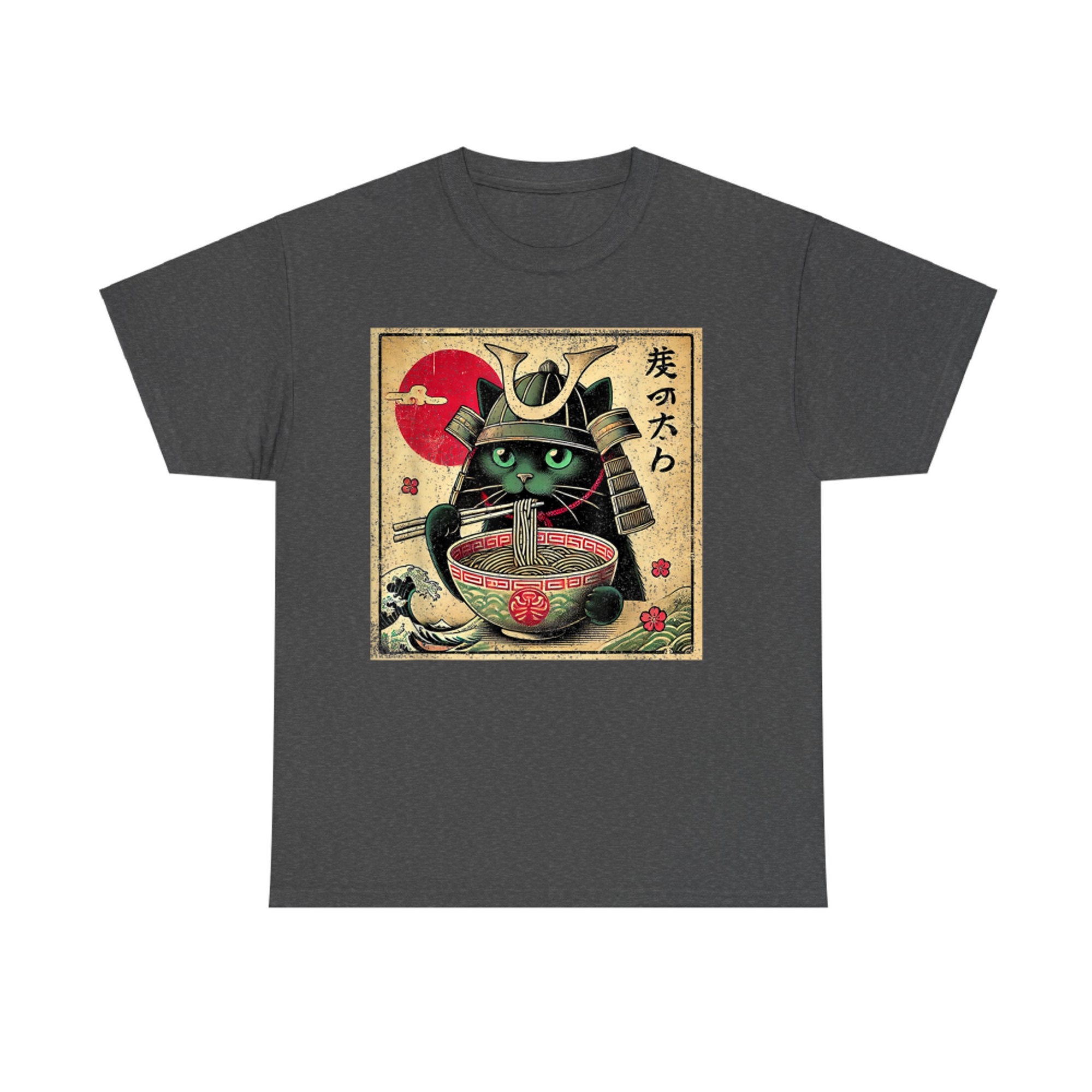 Cat Ramen Japanese Funny Samurai Kawaii Cat Anime T-Shirt