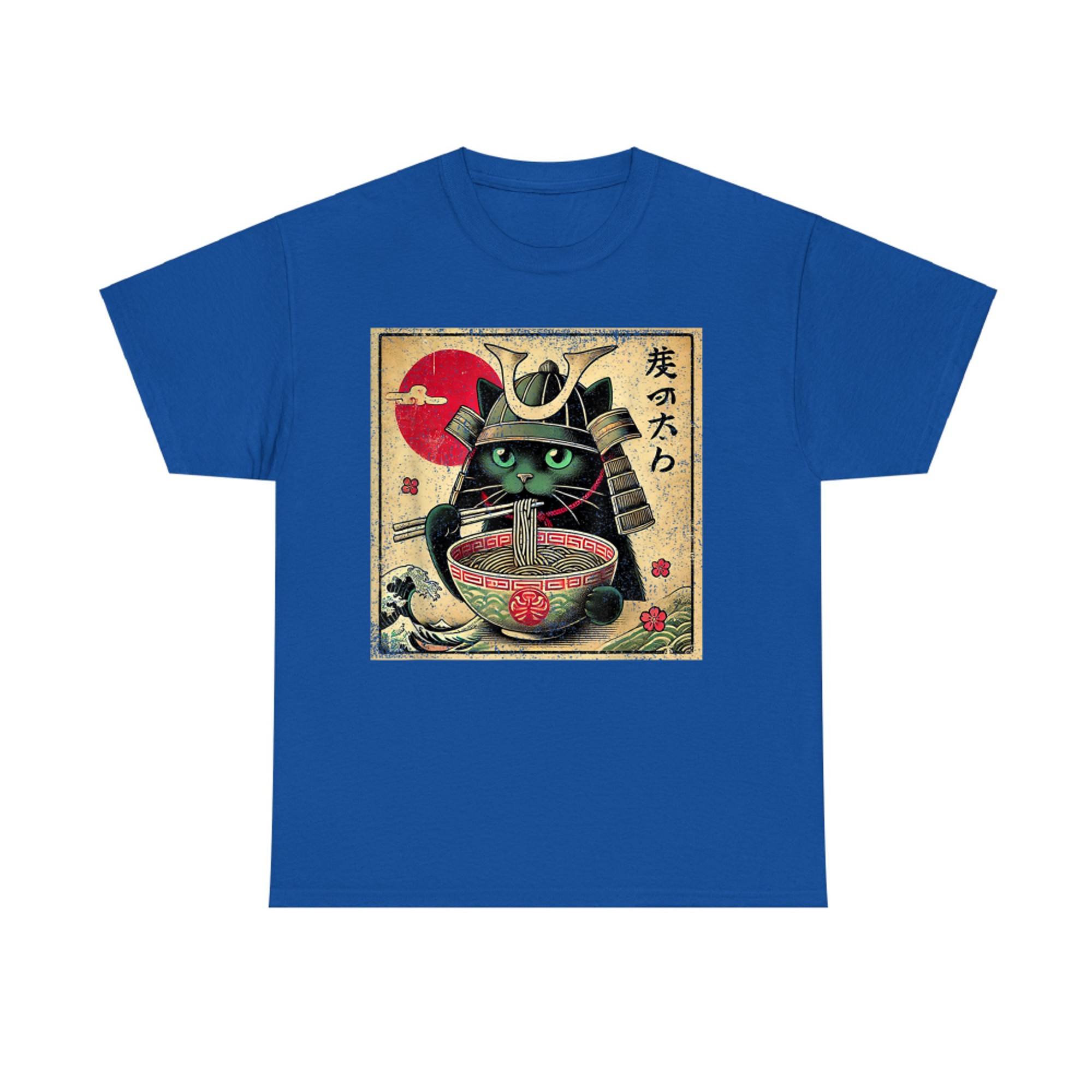 Cat Ramen Japanese Funny Samurai Kawaii Cat Anime T-Shirt
