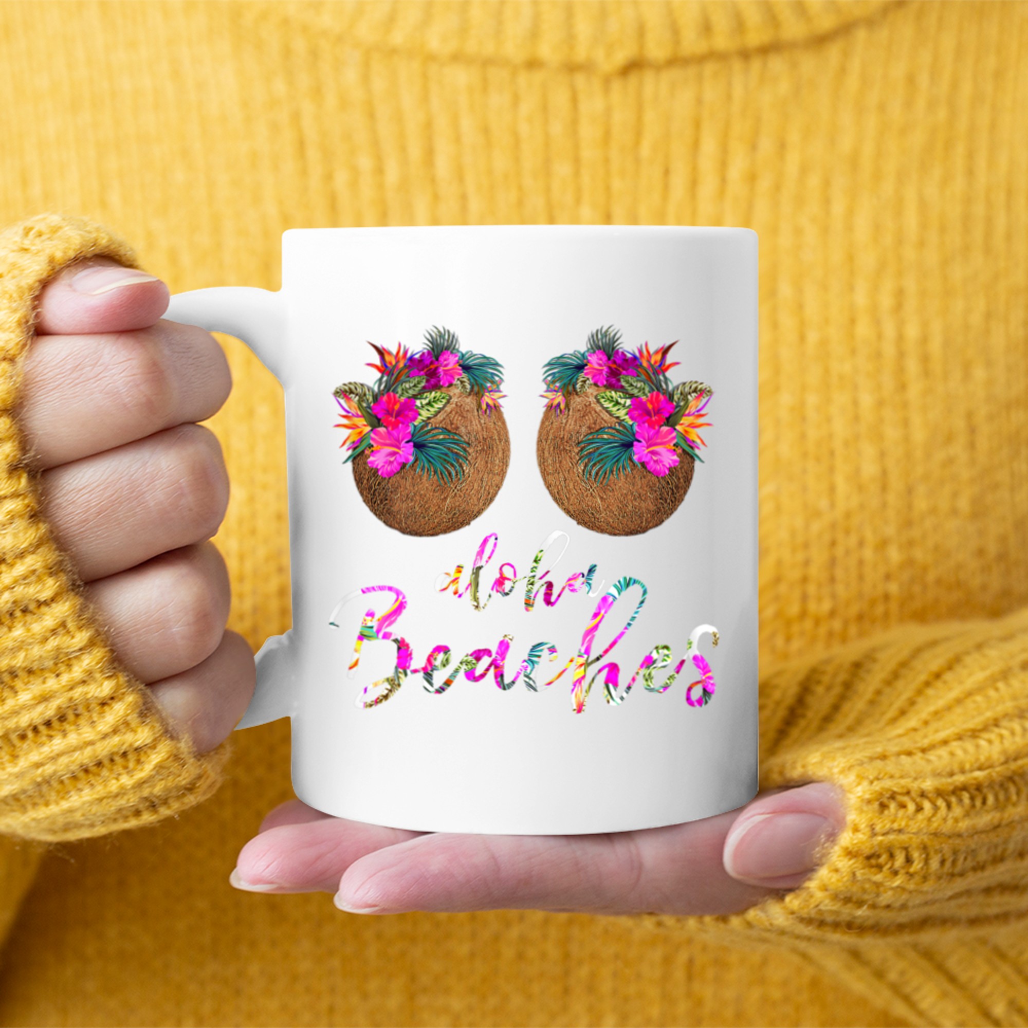 Coconut Bra Flower Boobs Hawaii Aloha Beaches Funny Mug