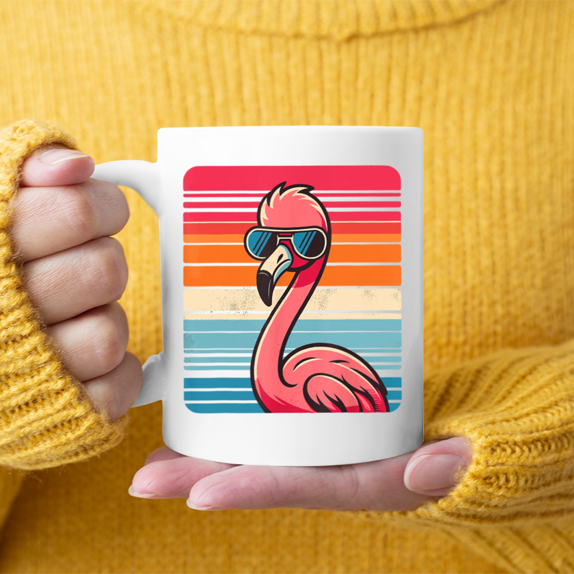 Cool Retro Flamingo Sunglasses 70s 80s 90s Funny Mug