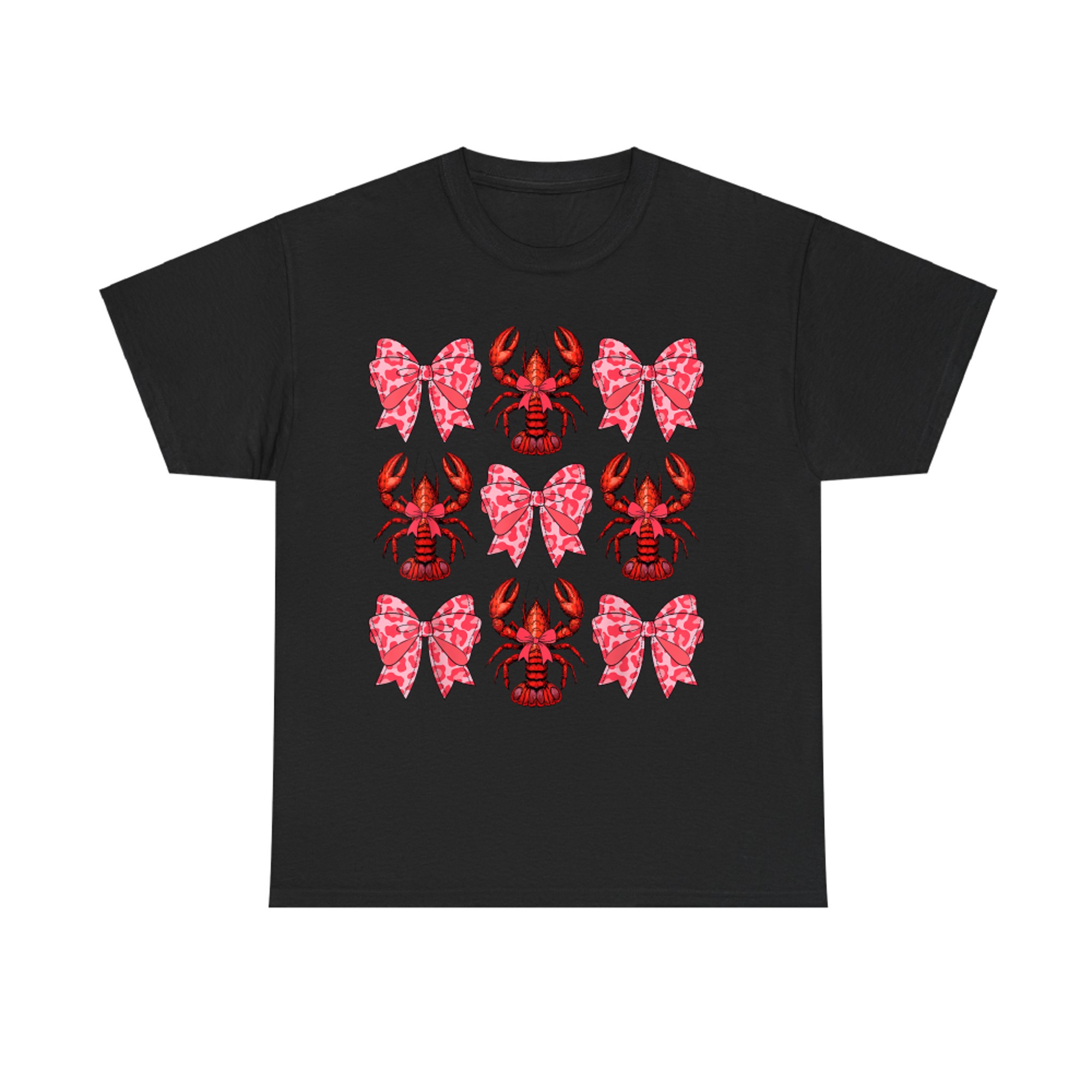 Cute Coquette Bow Crawfish Graphic Y2K Aesthetic T-Shirt